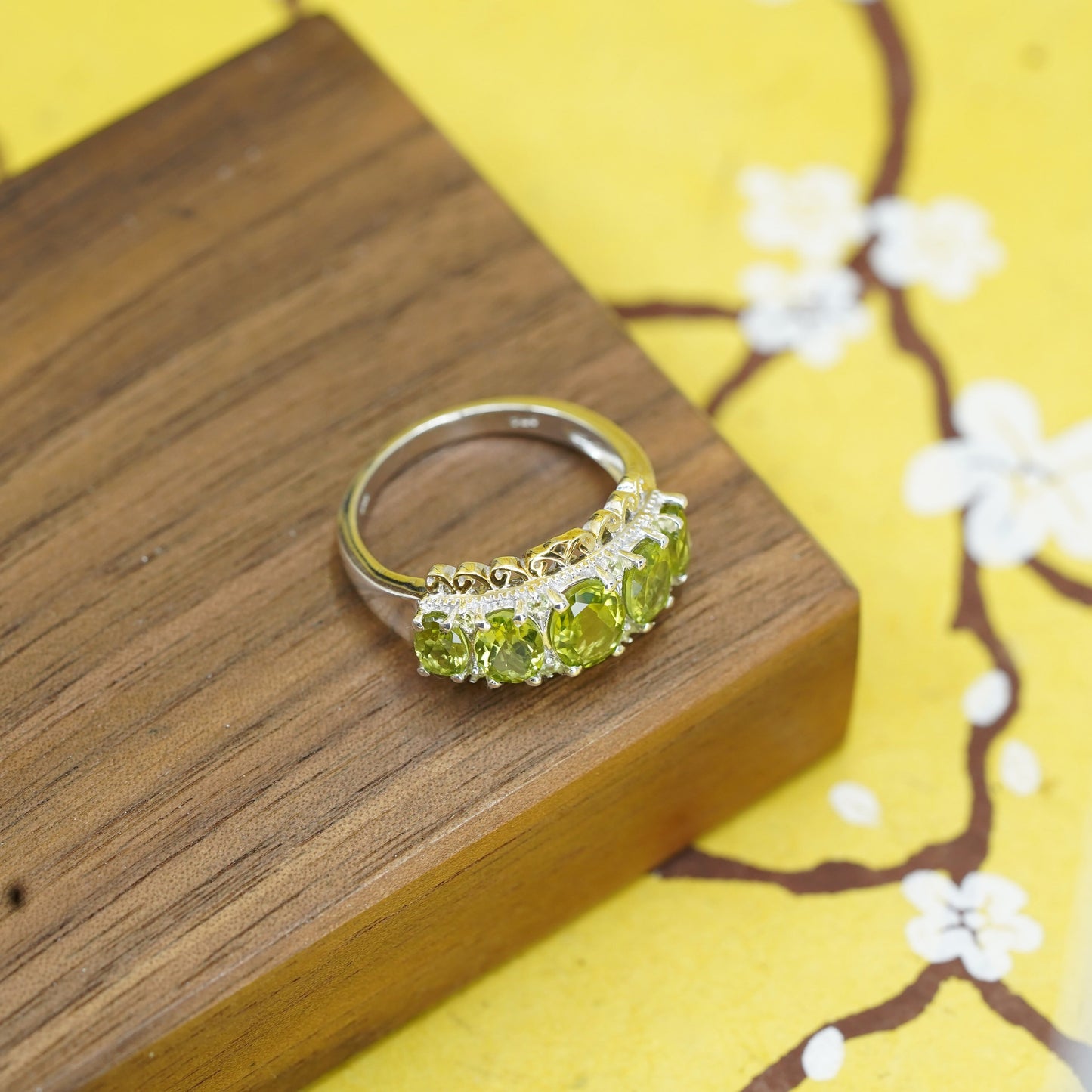Size 10.25, vintage Sterling 925 silver handmade ring with peridot
