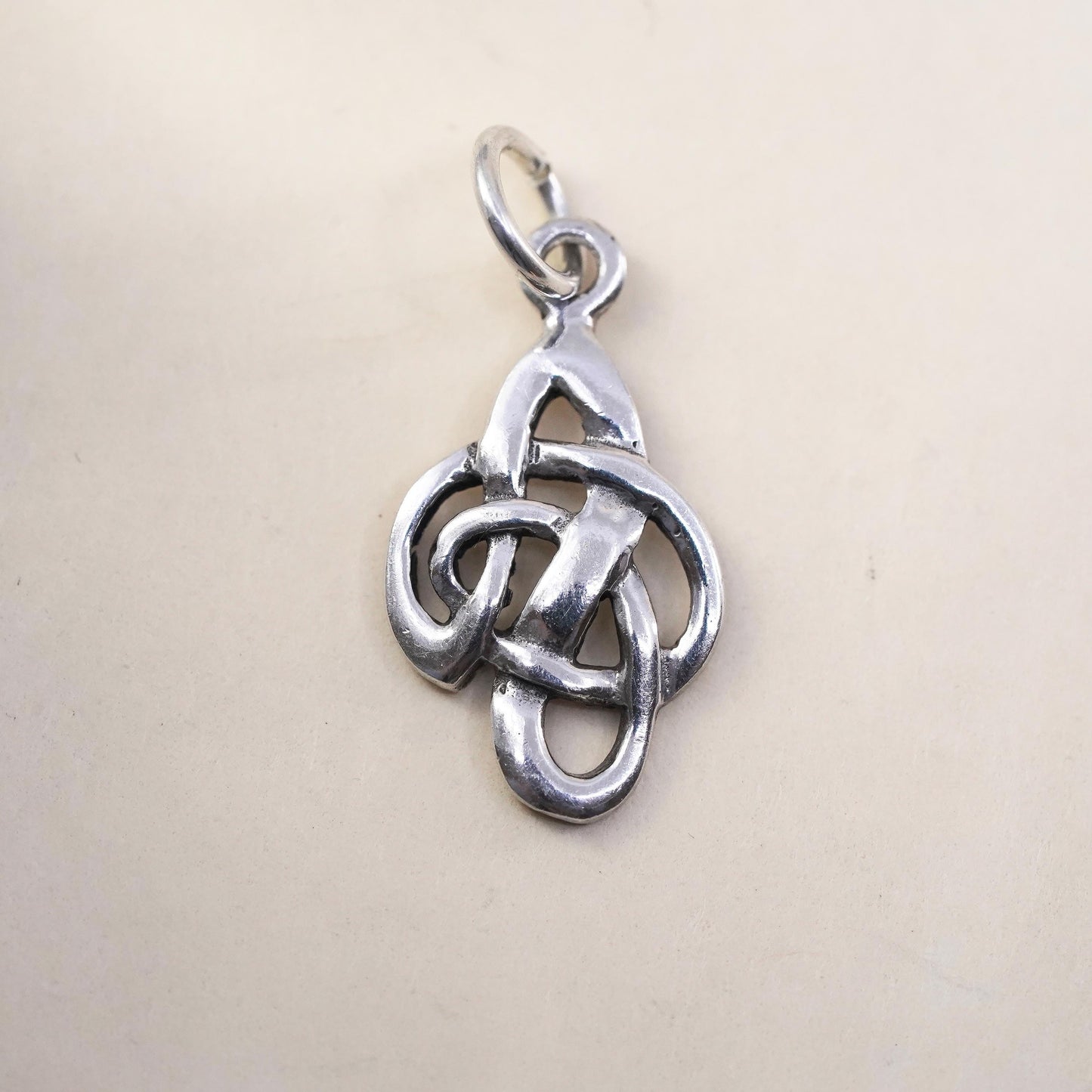 vintage sterling silver handmade pendant, 925 silver Irish Celtic knot charm
