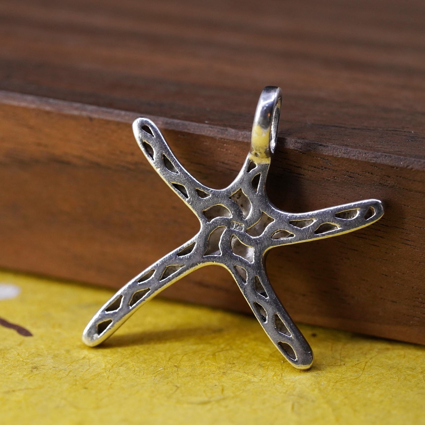 Vintage sterling silver handmade pendant, 925 star, starfish, unique