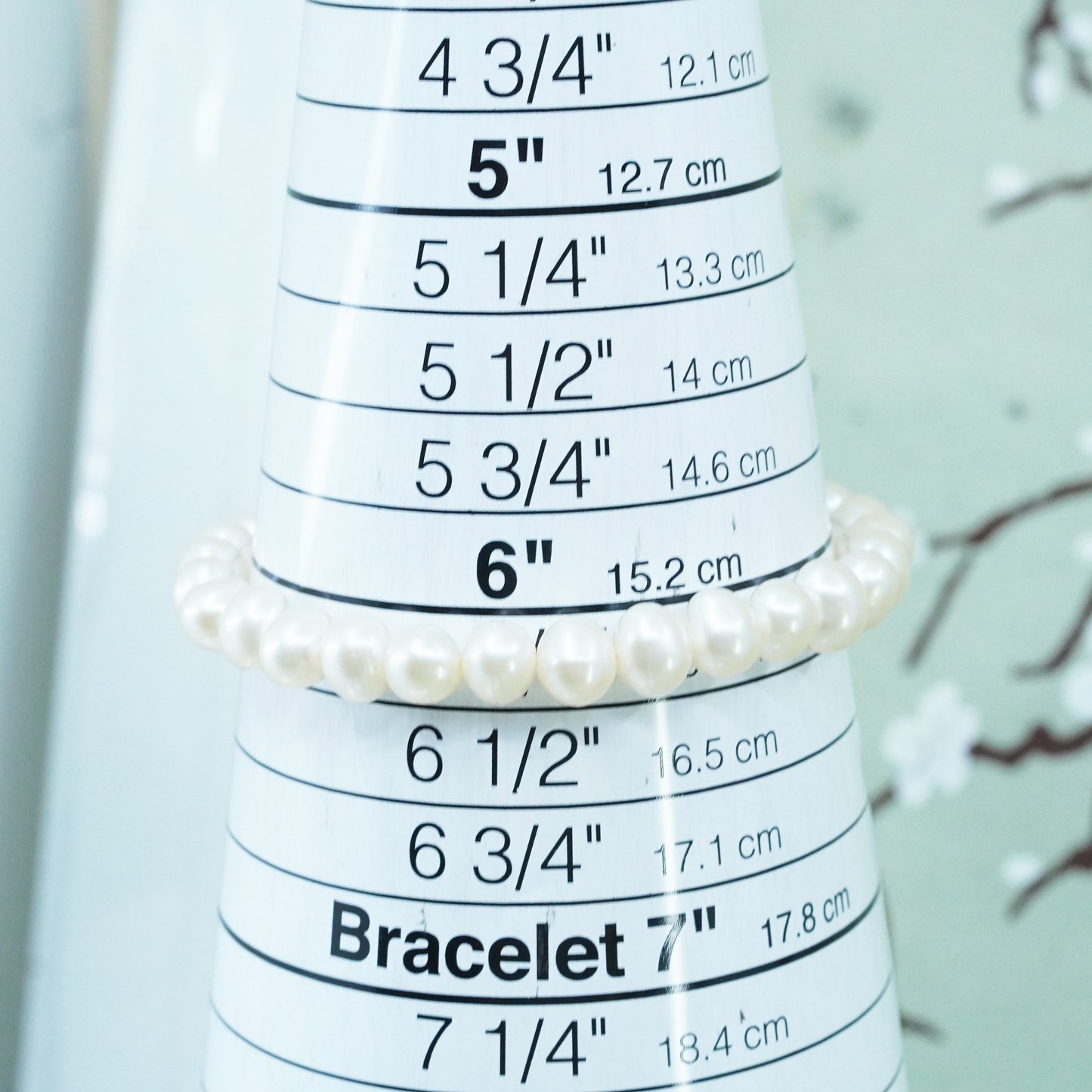 6.25”, Vintage handmade bracelet, freshwater pearl with elastic band