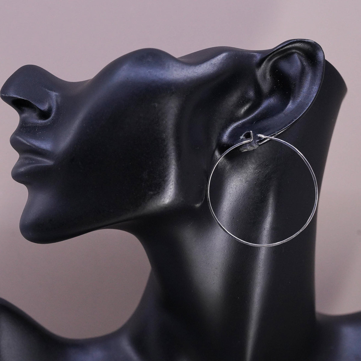 1.75", vintage Sterling silver handmade earrings, 925 hoops, huggie