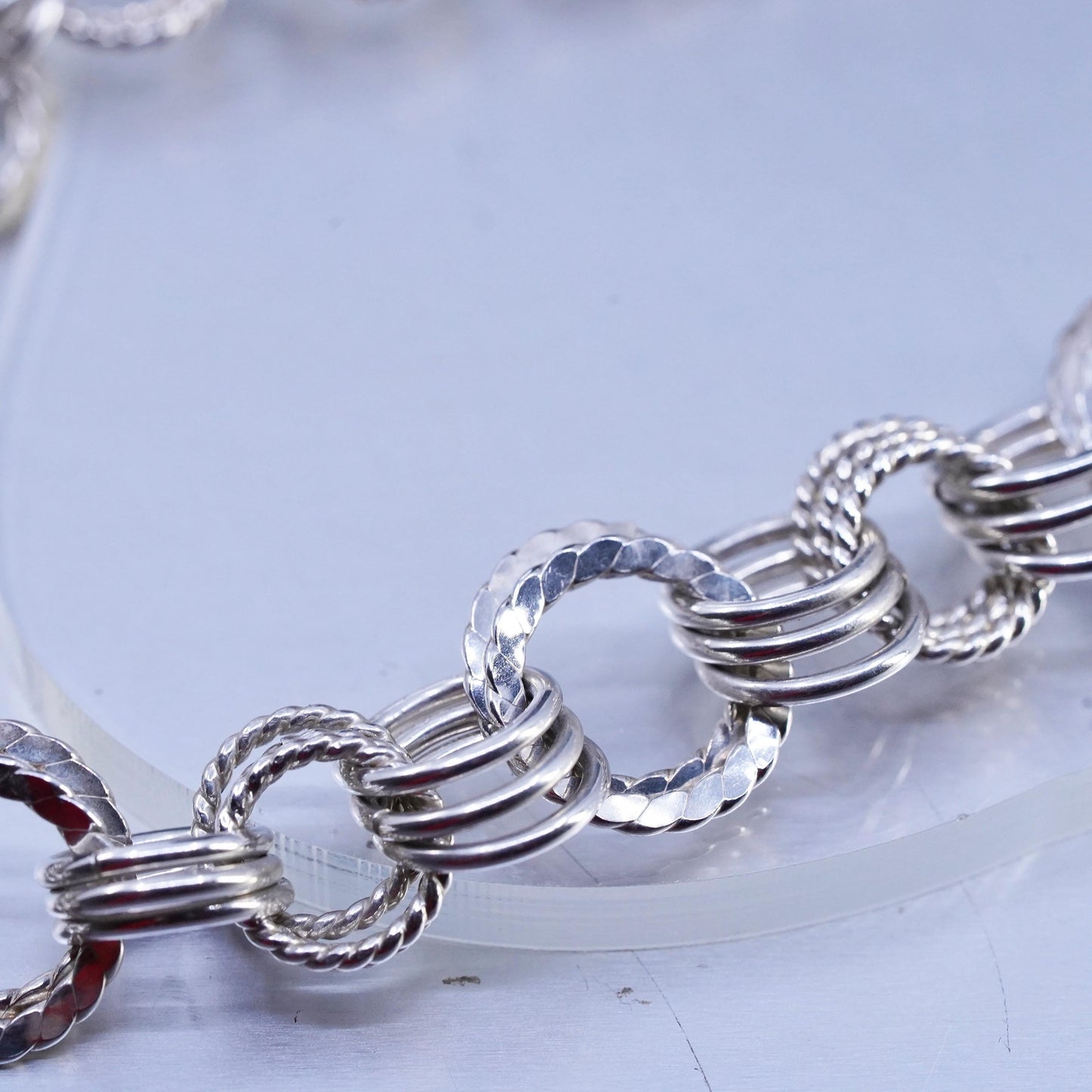 18" Sojourner Jewelry, Sterling 925 silver bold textured choker collar necklace