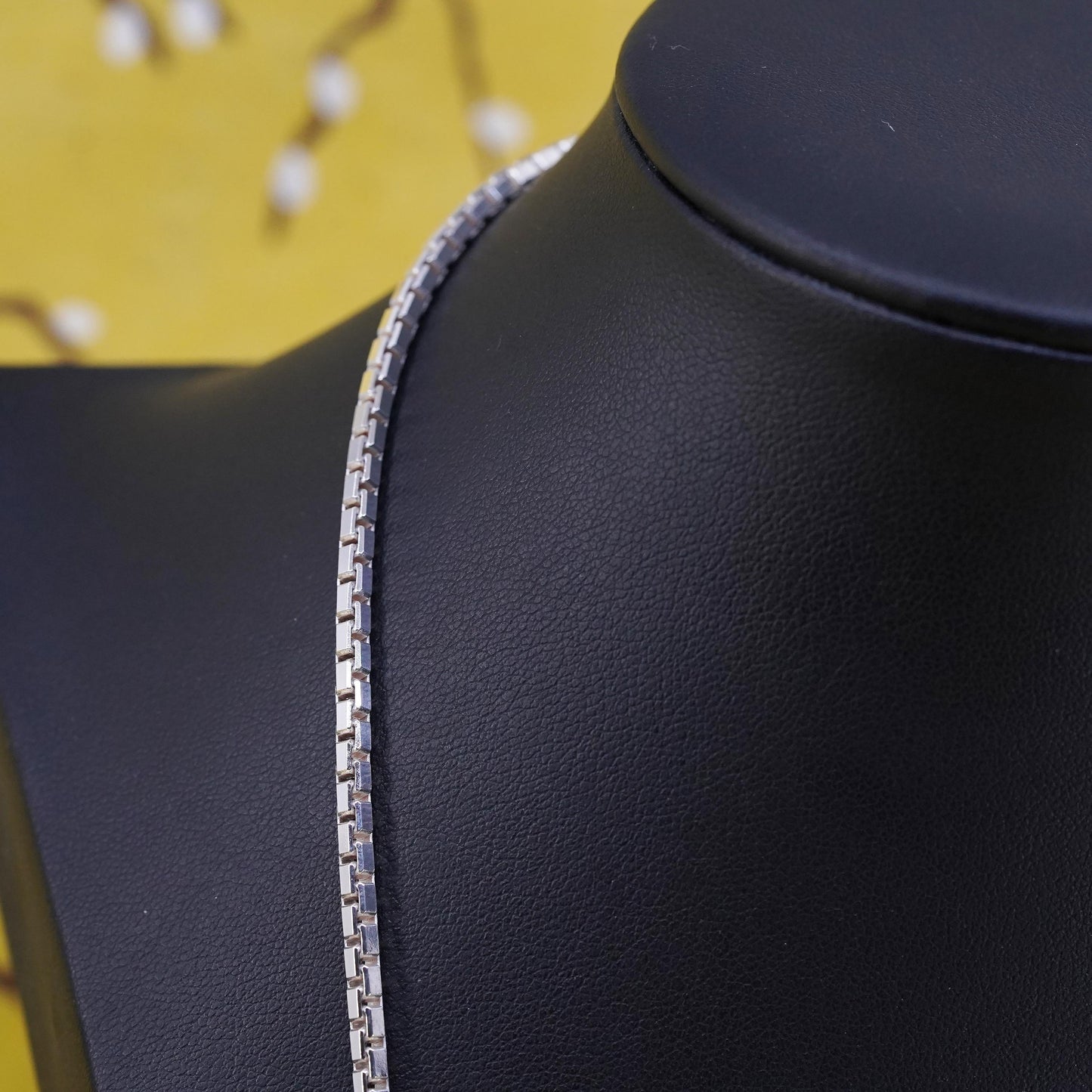 34” 3mm, , vintage Sterling silver bold box chain, Italy 925 necklace