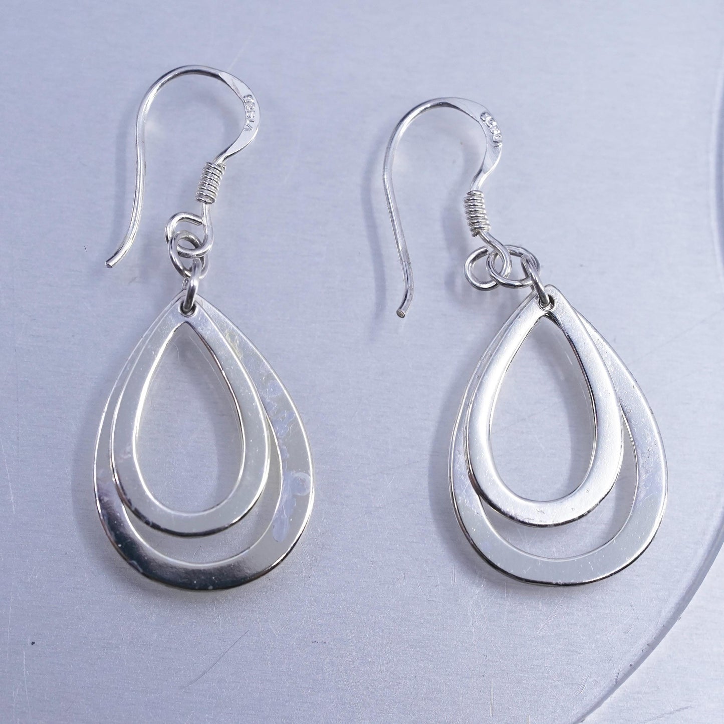 Vintage Sterling 925 silver handmade teardrop earrings