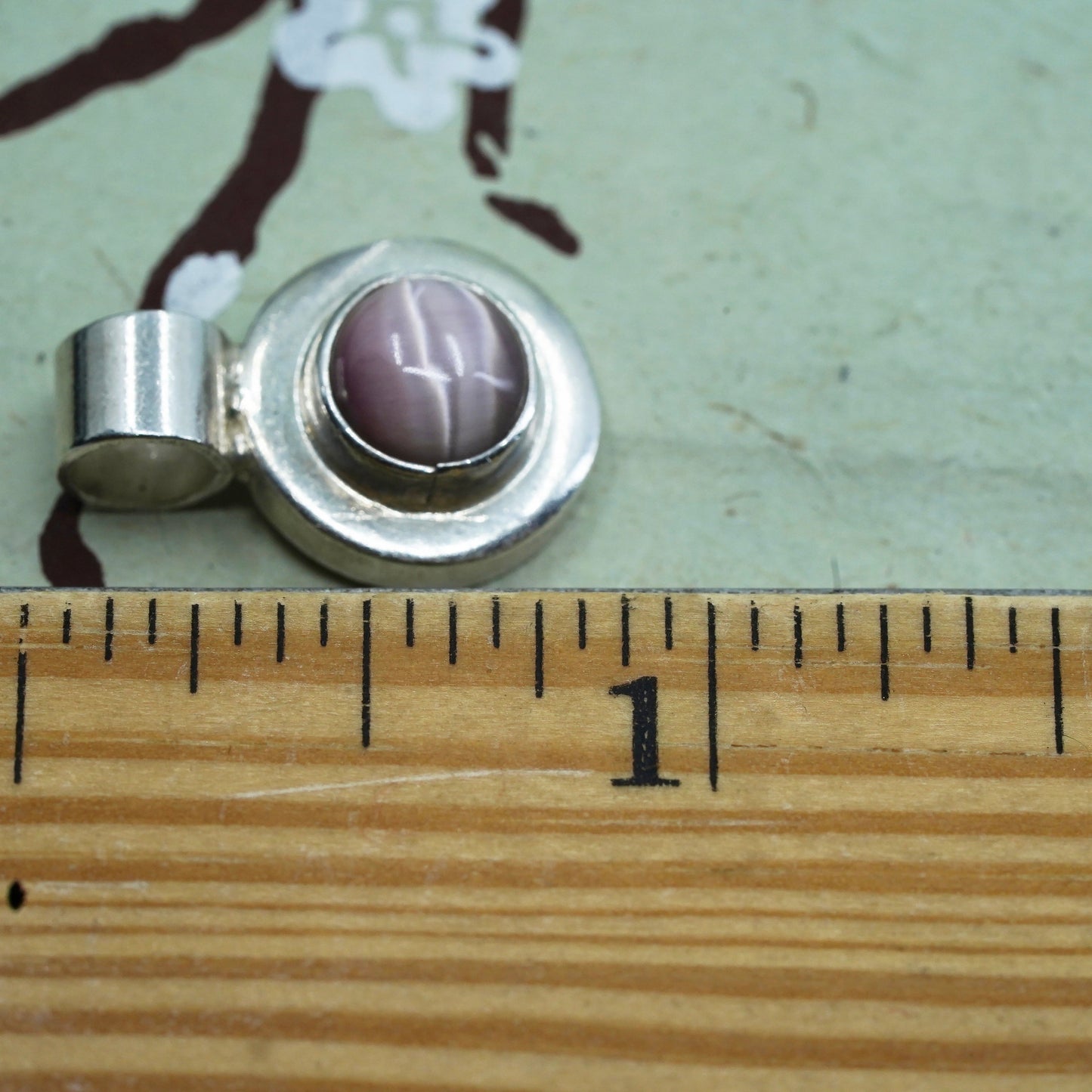Vintage Mexico sterling 925 silver handmade pendant with purple tiger eye