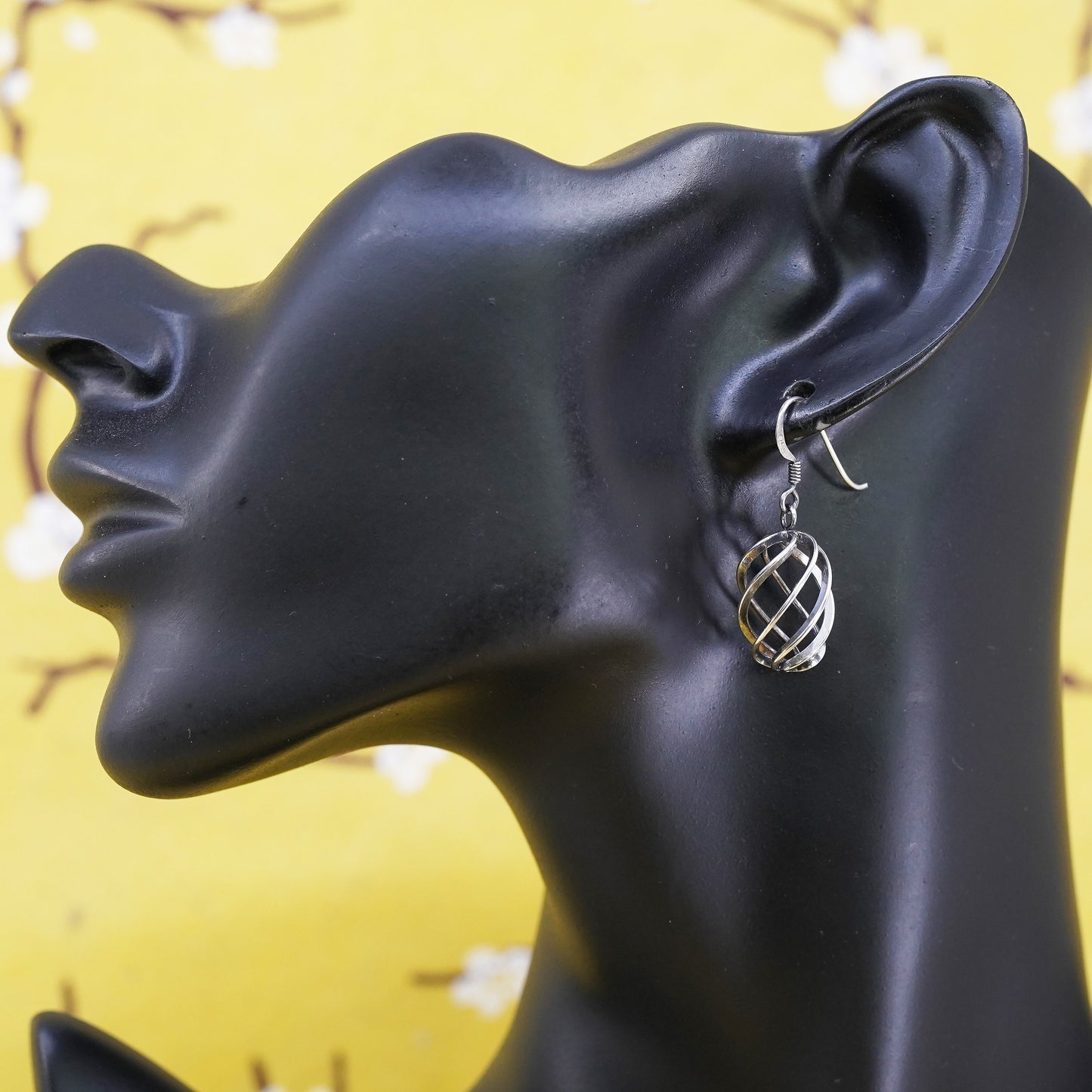 Vintage Sterling silver handmade earrings, 925 twisted dangle