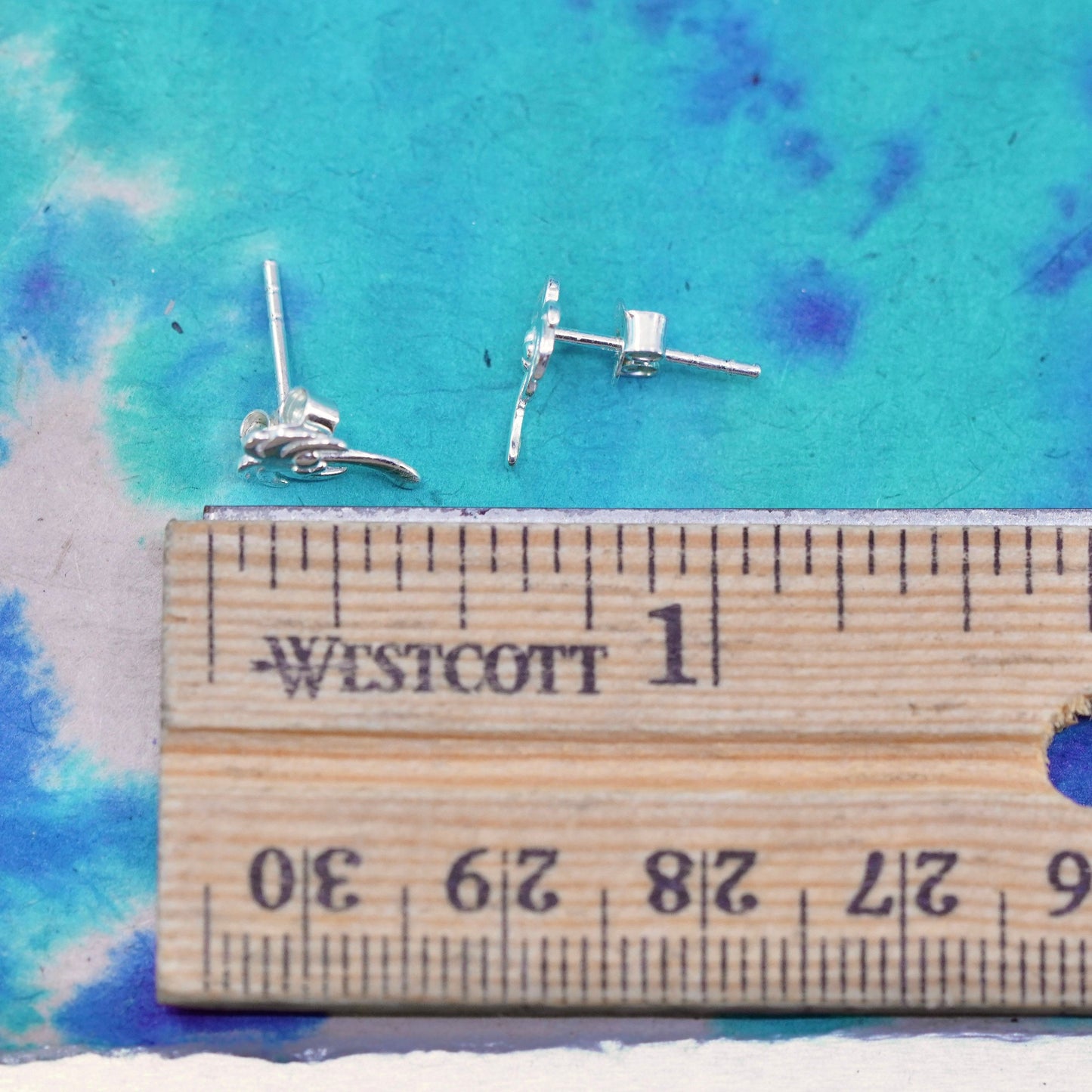 vintage Sterling silver handmade earrings, 925 palm tree studs