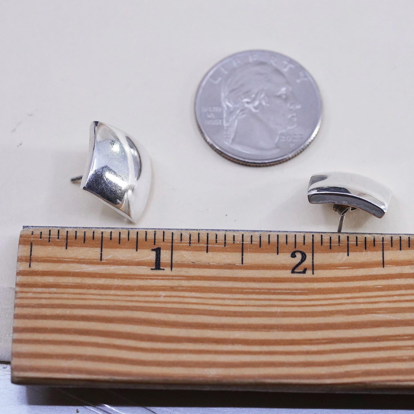 Vintage sterling silver studs, handmade bold 925 dome square earrings