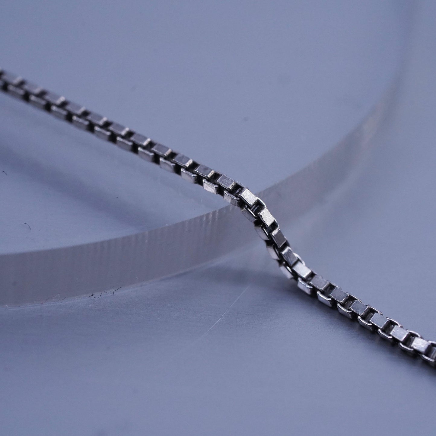 18” 1.4mm, vintage Italian 925 silver box chain necklace