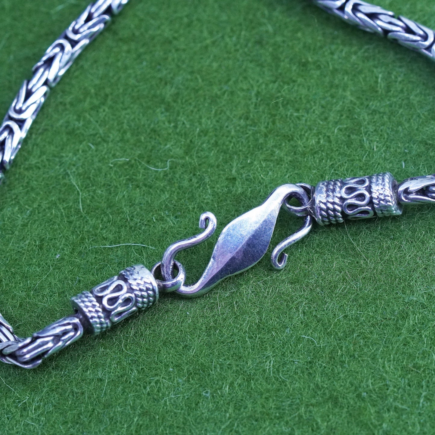 17", 4mm, vintage Sterling silver Birdcage chain, 925 Byzantine men’s necklace