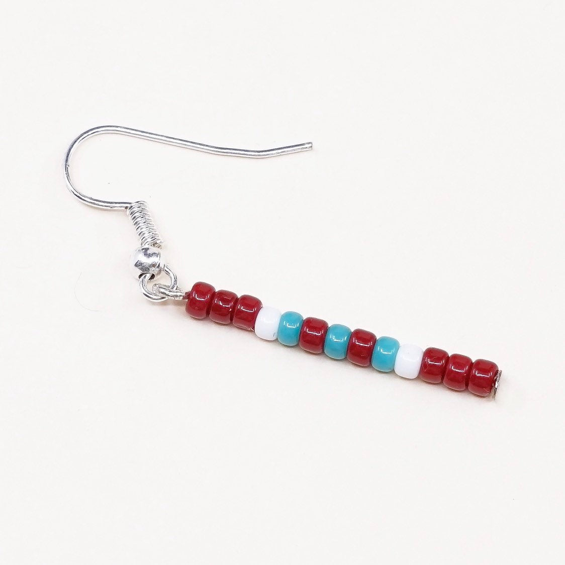 VTG southwestern sterling 925 silver earrings W/ turquoise N red coral beads