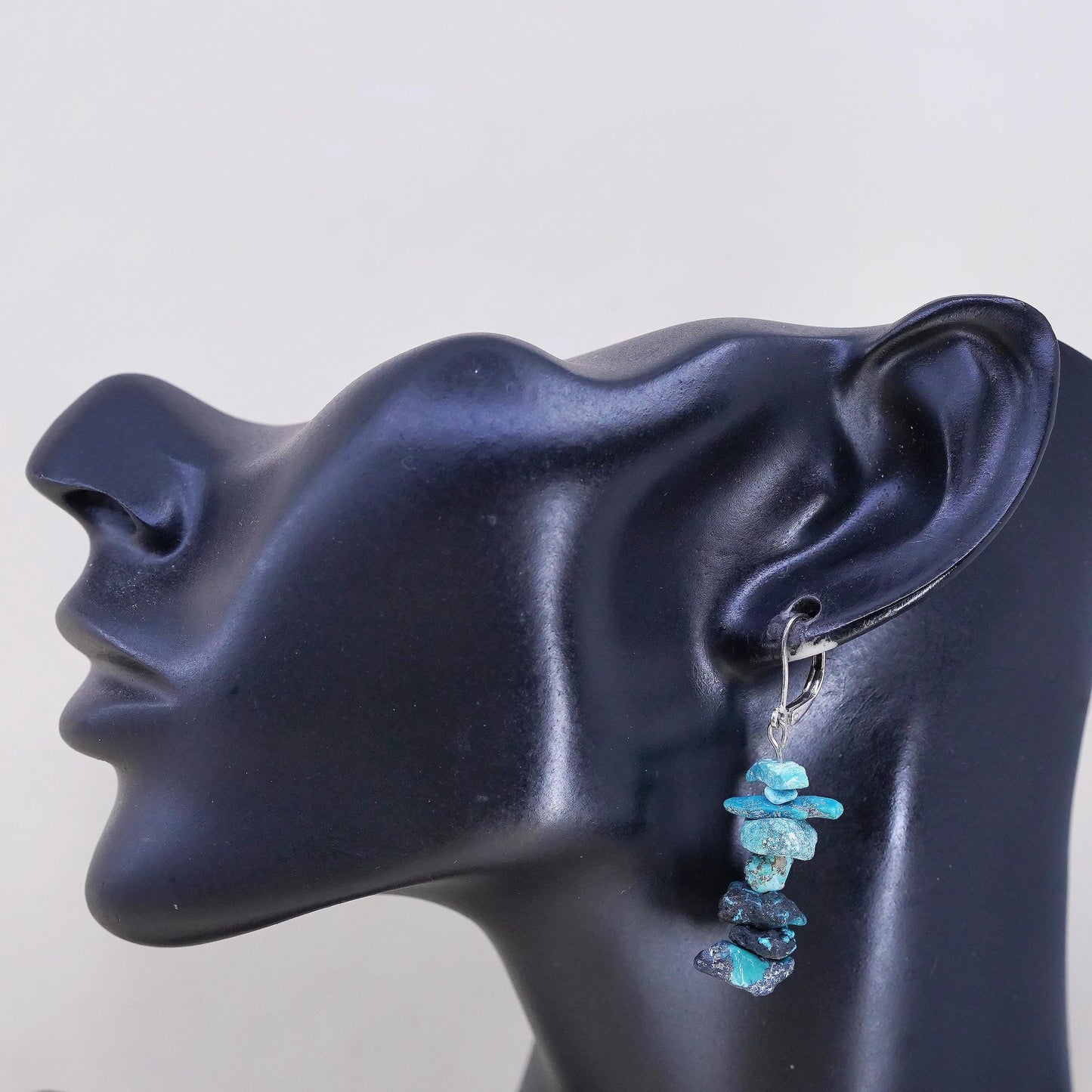 Southwestern sterling silver 925 handmade earrings with turquoise nugget beads