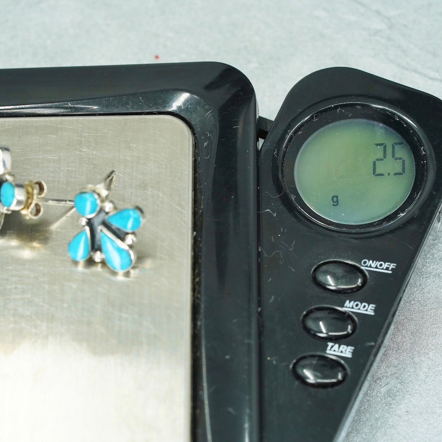 Native American Navajo Sterling 925 silver earrings, teardrop studs turquoise