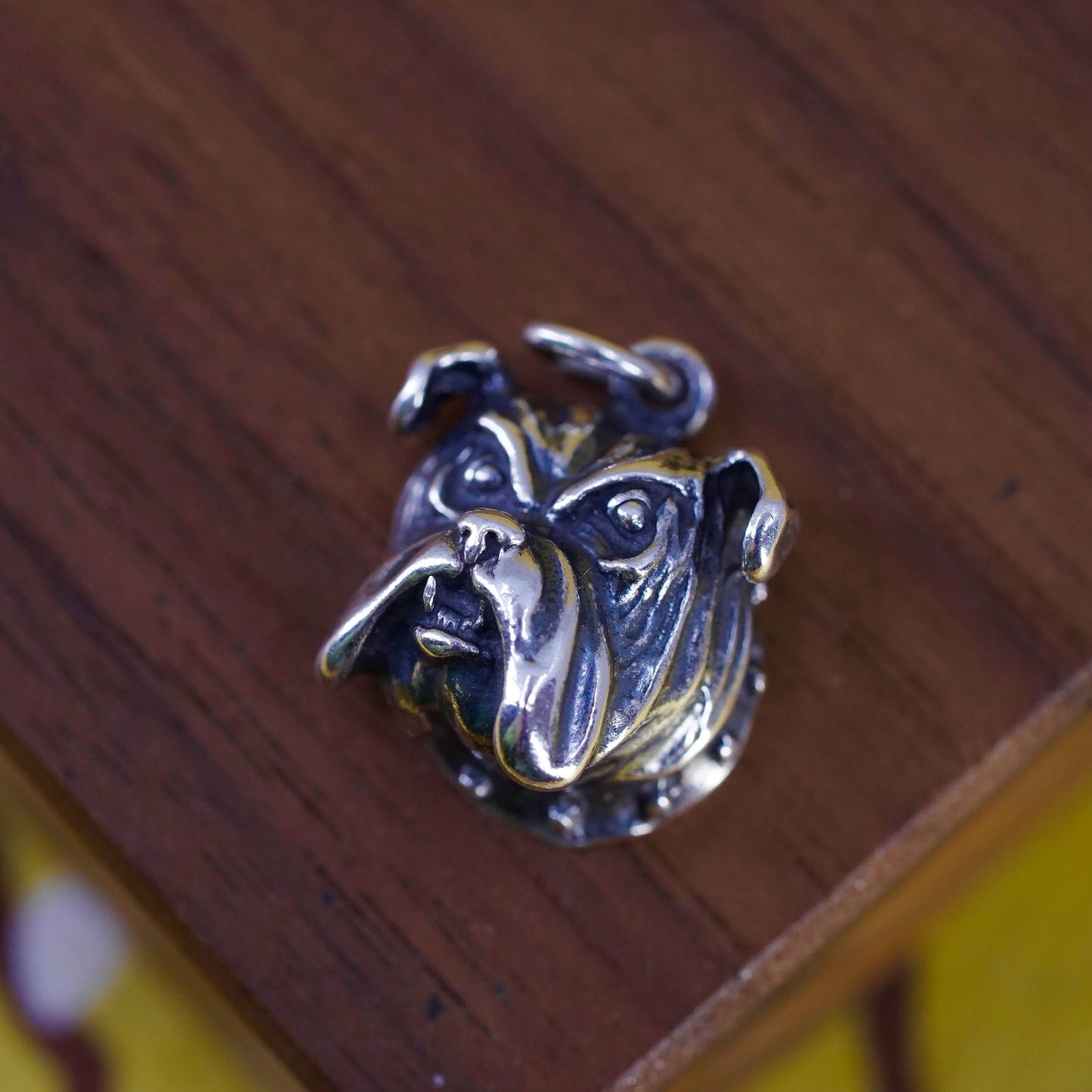Vintage Sterling silver handmade pendant, 925 bulldog dog charm
