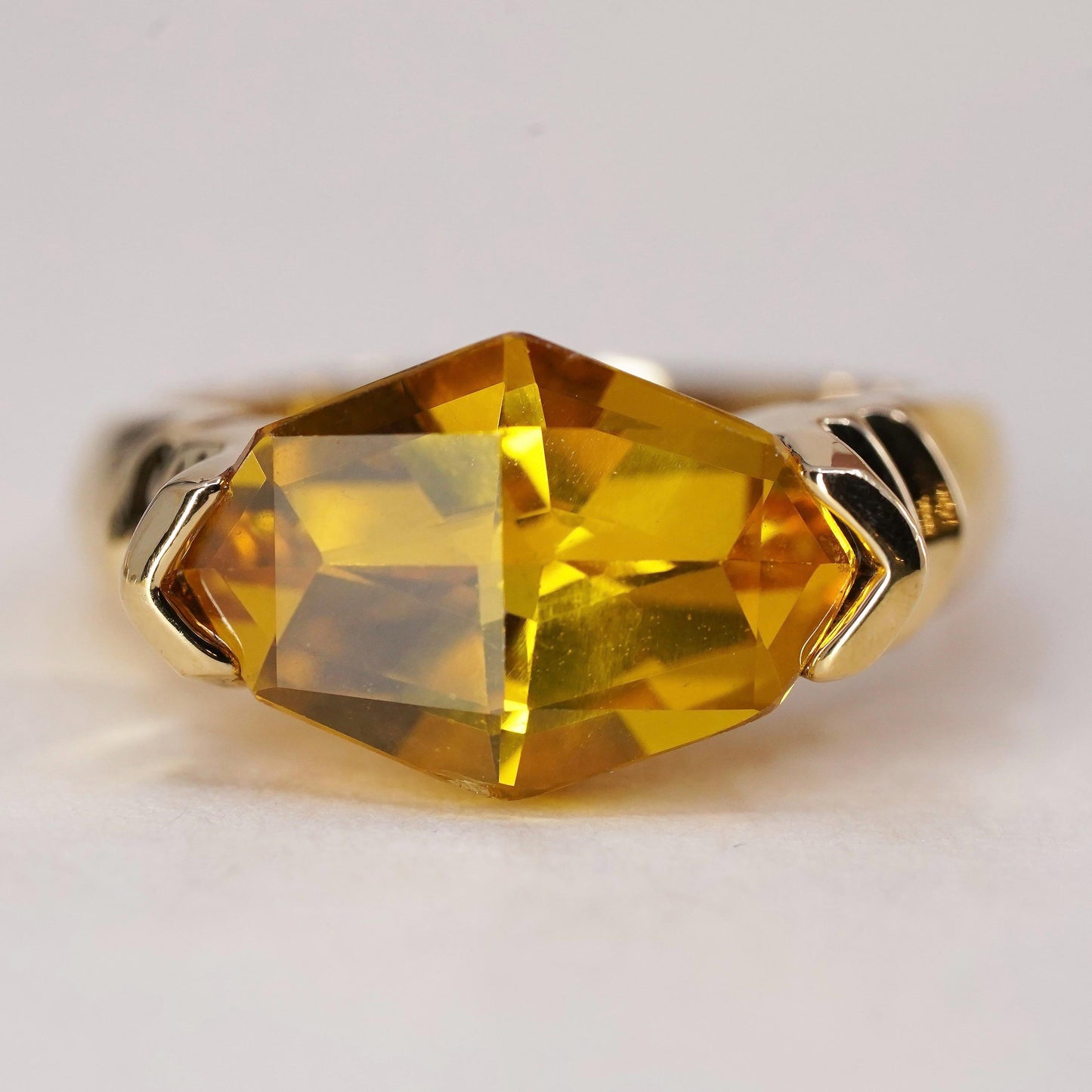 Size 6, Vermeil gold over sterling silver citrine ring, 925 band, engagement