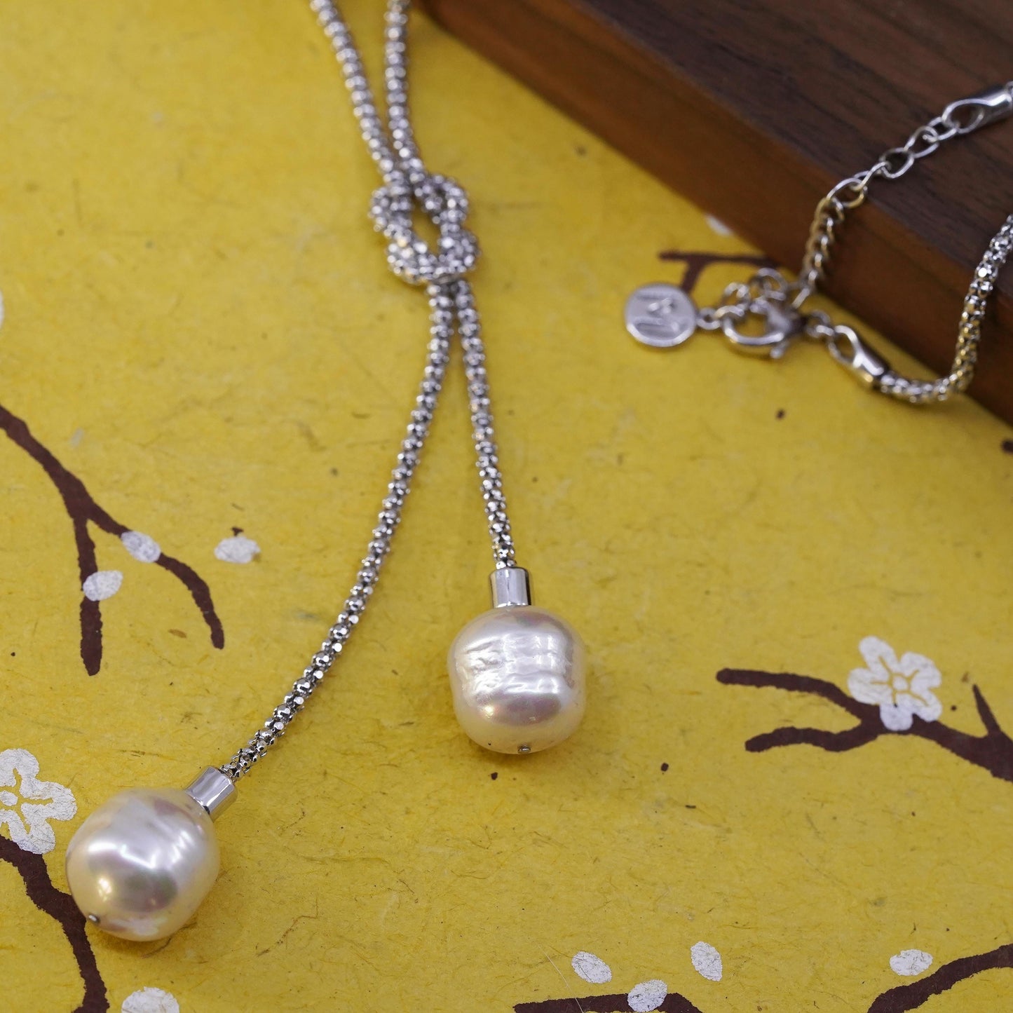 16+2", sterling silver necklace, 925 popcorn chain freshwater pearl pendant