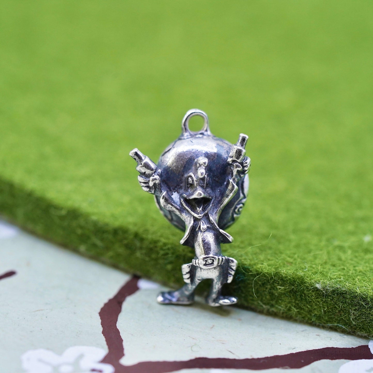 Vintage Sterling silver handmade pendant, 925 Yosemite Sam bird charm