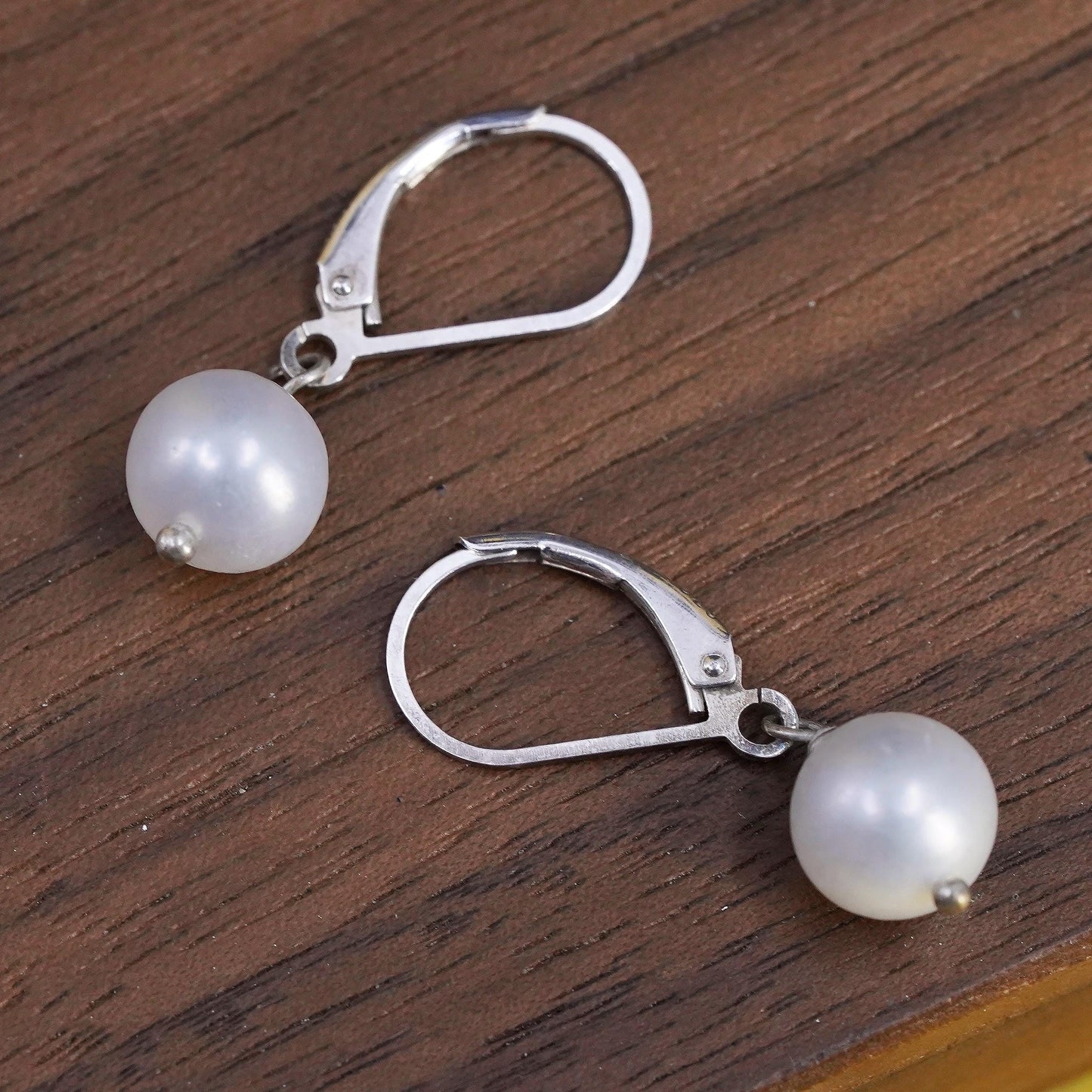 Vintage Sterling 925 silver handmade earrings with pearl drops and lever back