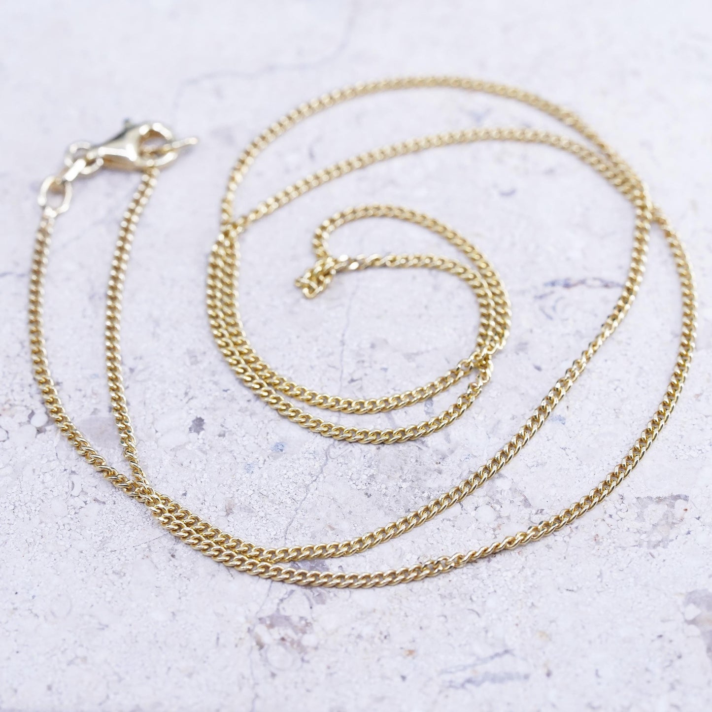 18", 2mm, Vermeil Gold over Sterling silver handmade necklace, 925 curb chain
