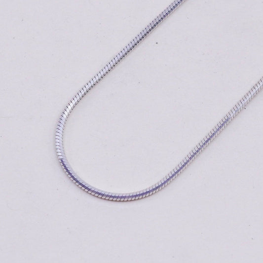 18”, 1mm, Vintage sterling silver square snake chain, Italy 925 necklace