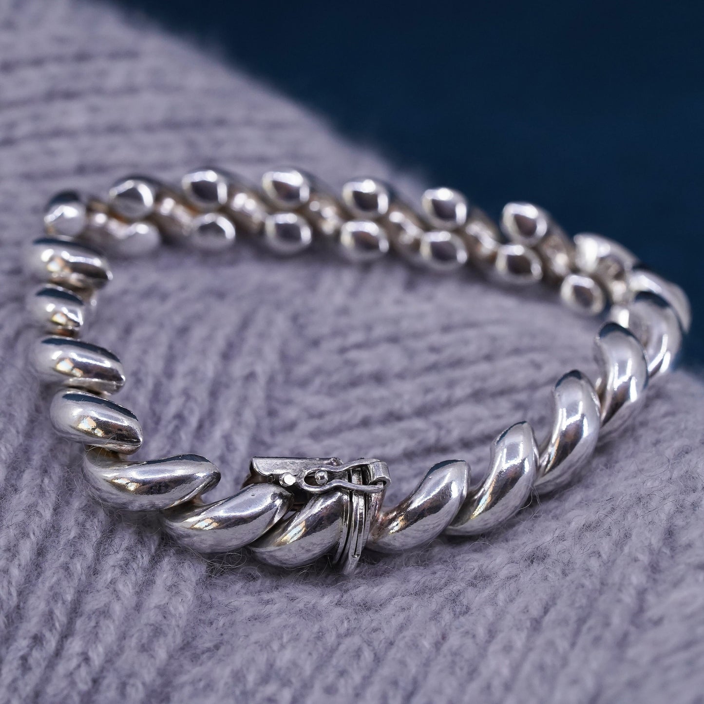 6.5", 11mm, vintage Sterling silver men's bracelet, 925 San Marco chain