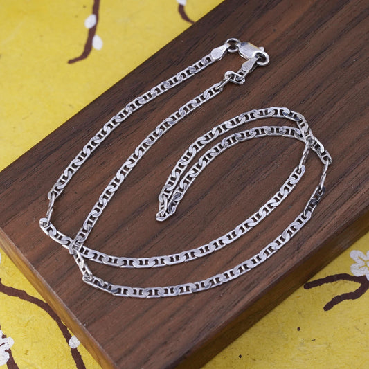 18", 3mm, Sterling silver anchor marine chain, Italy 925 necklace