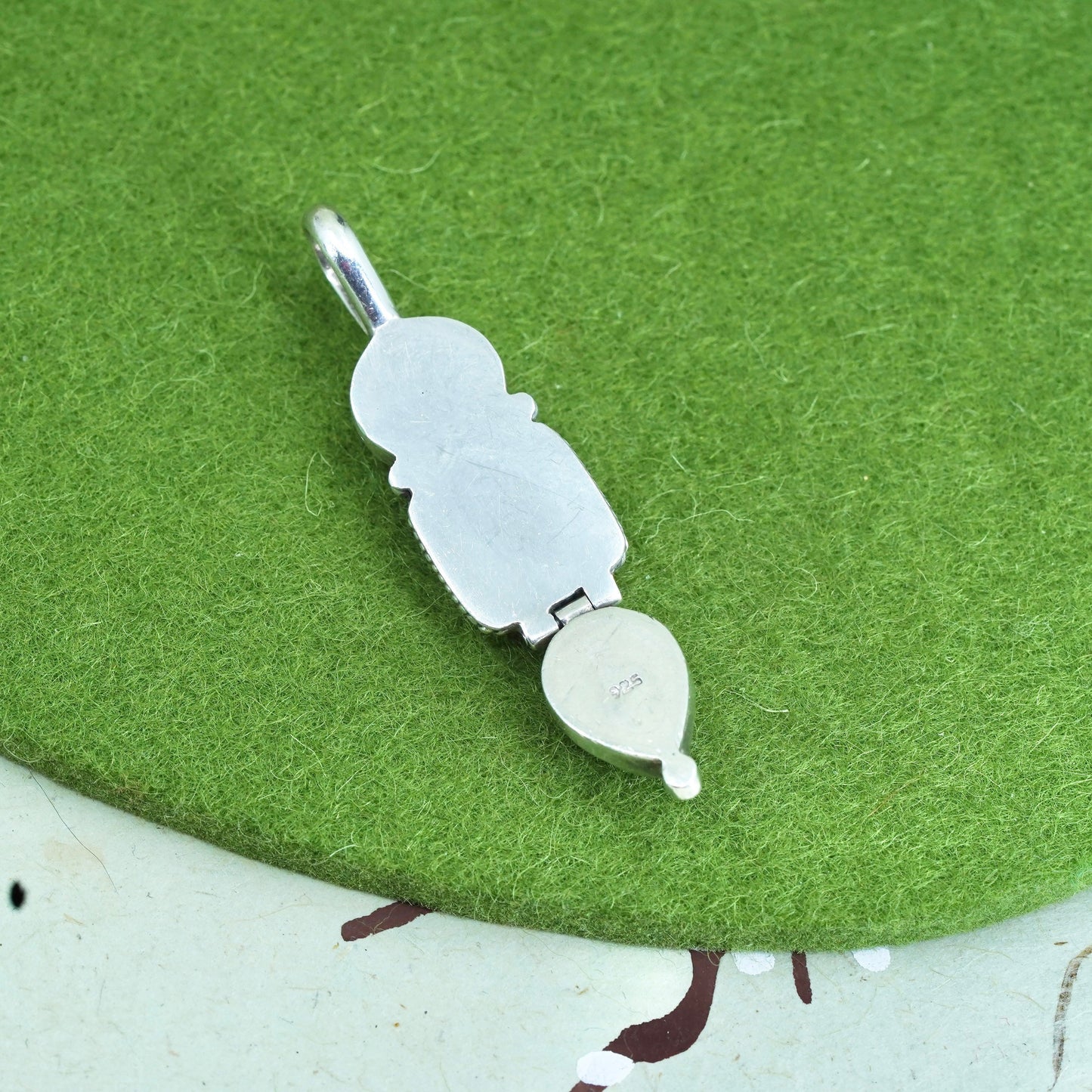 Native American sterling silver 925 moon face pendant with turquoise moonstone