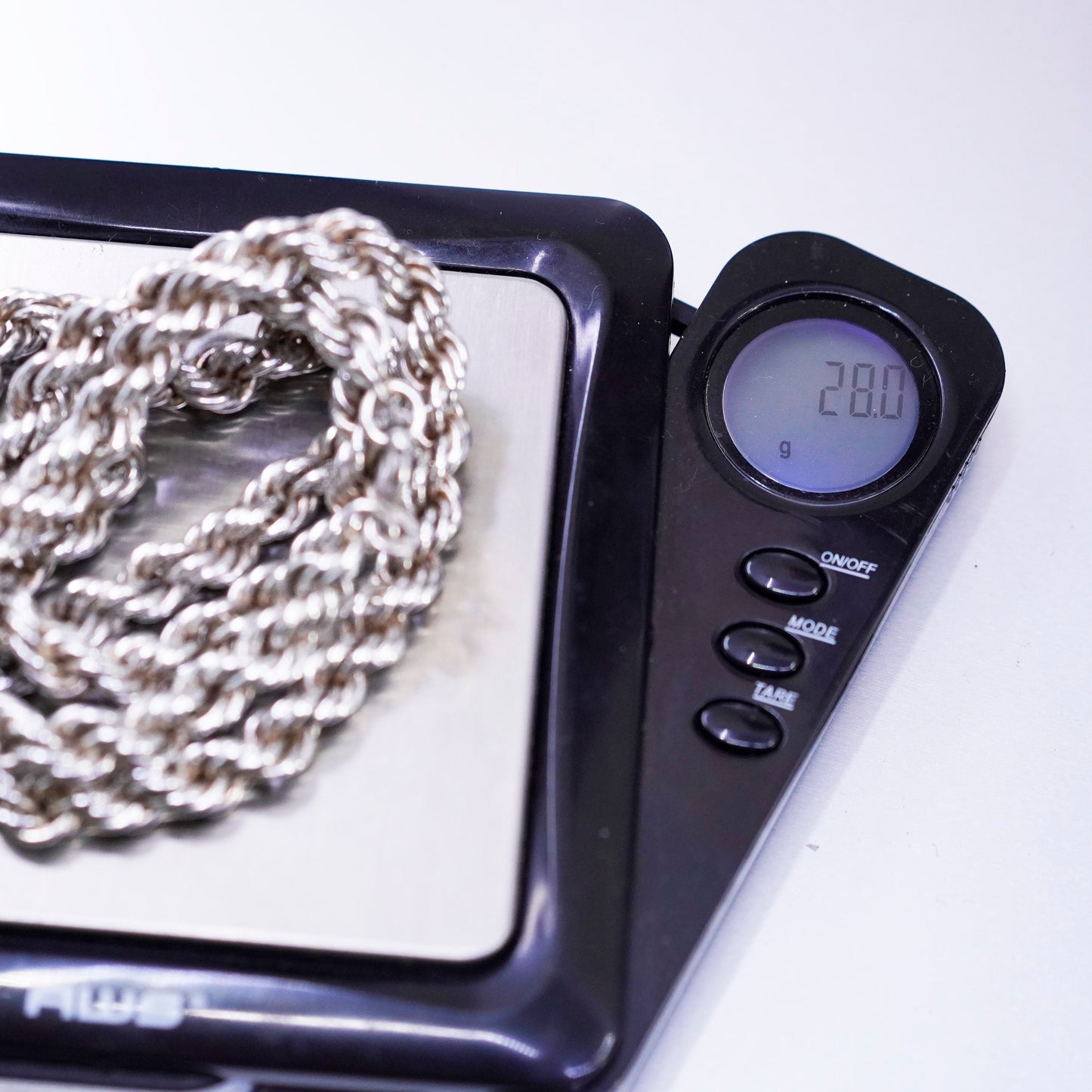 24” 7mm, vintage Sterling 925 silver bold rope chain necklace