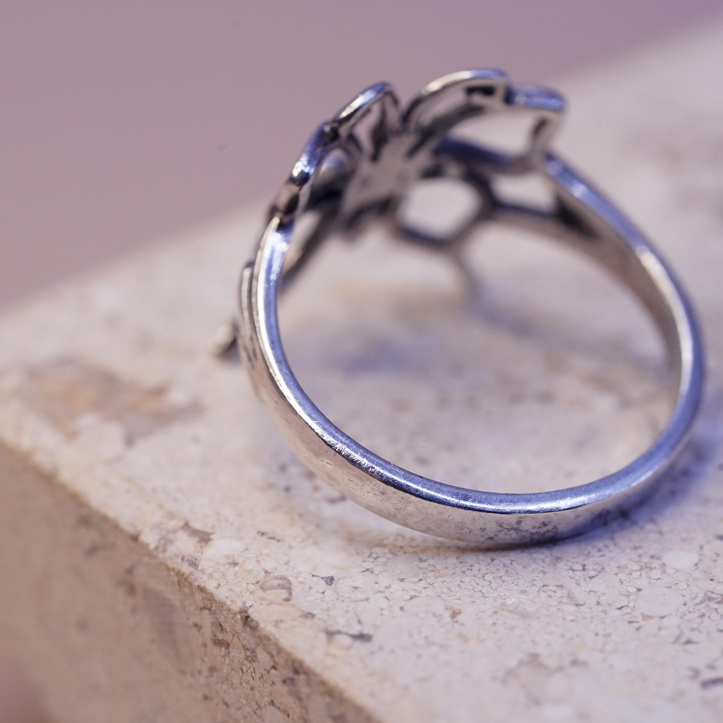 Size 8.5, vintage Sterling silver handmade ring, 925 filigree butterfly ring