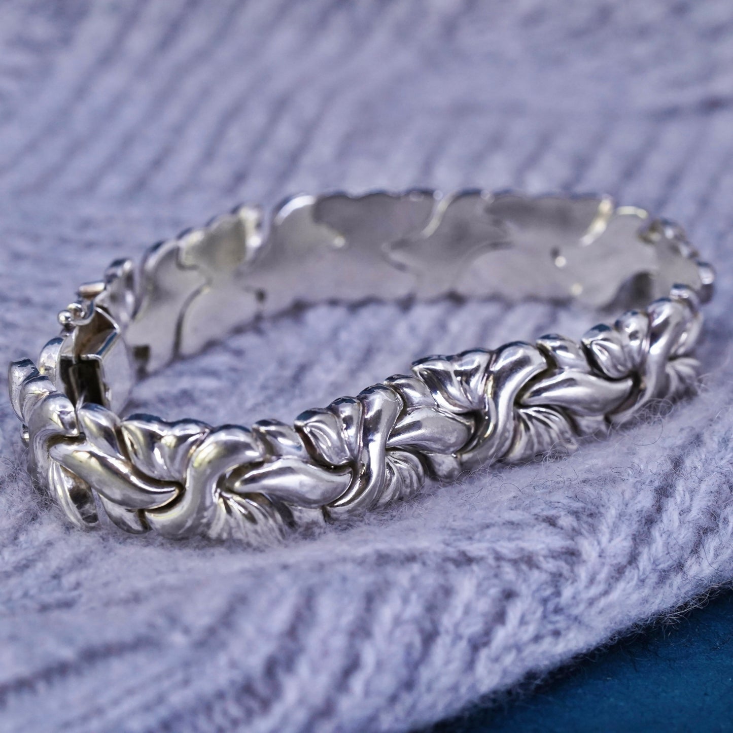 7.5", 13mm, vintage Sterling silver handmade bracelet, 925 tennis bracelet