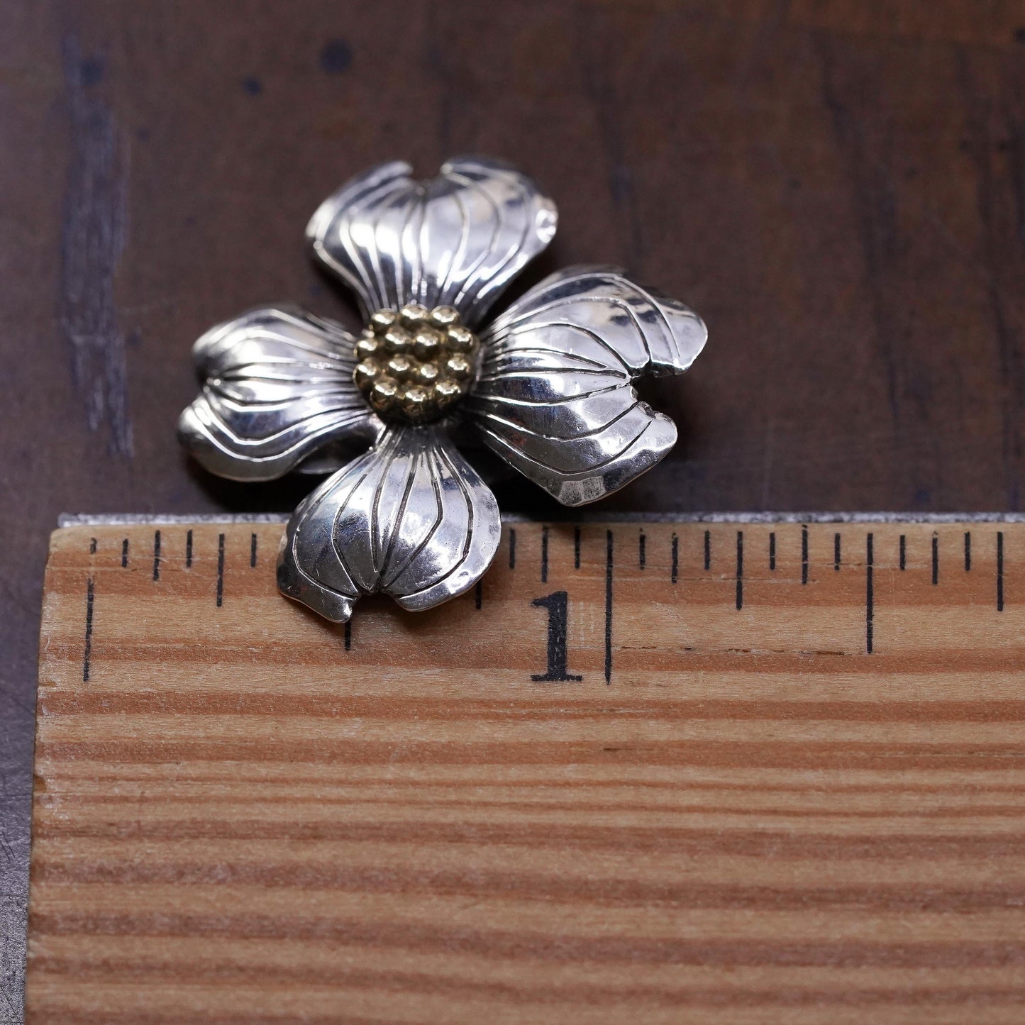 southwestern sterling silver single earring, 925 silver dogwood flower clip on