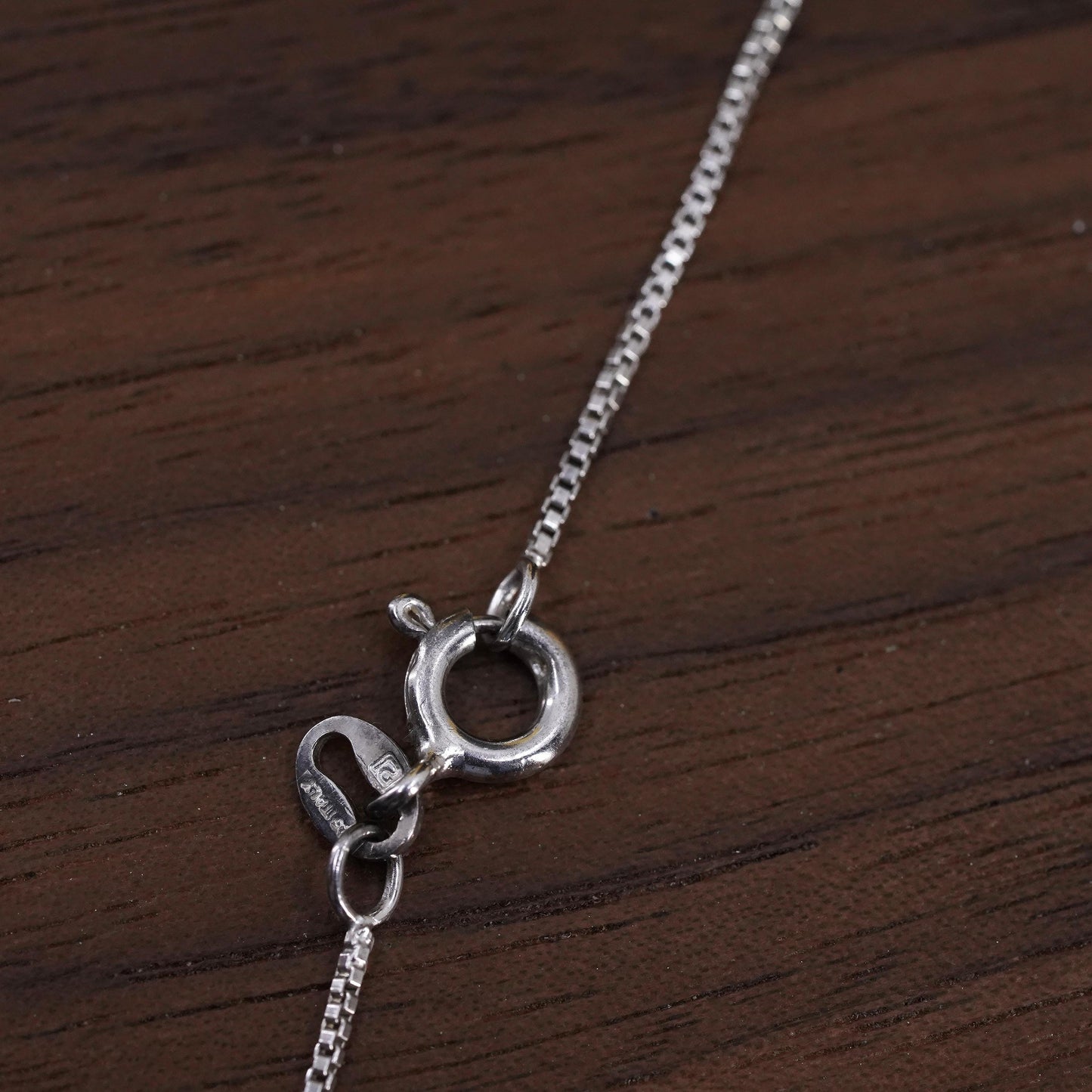 18", Sterling silver necklace, Italy 925 box chain cluster cz heart pendant