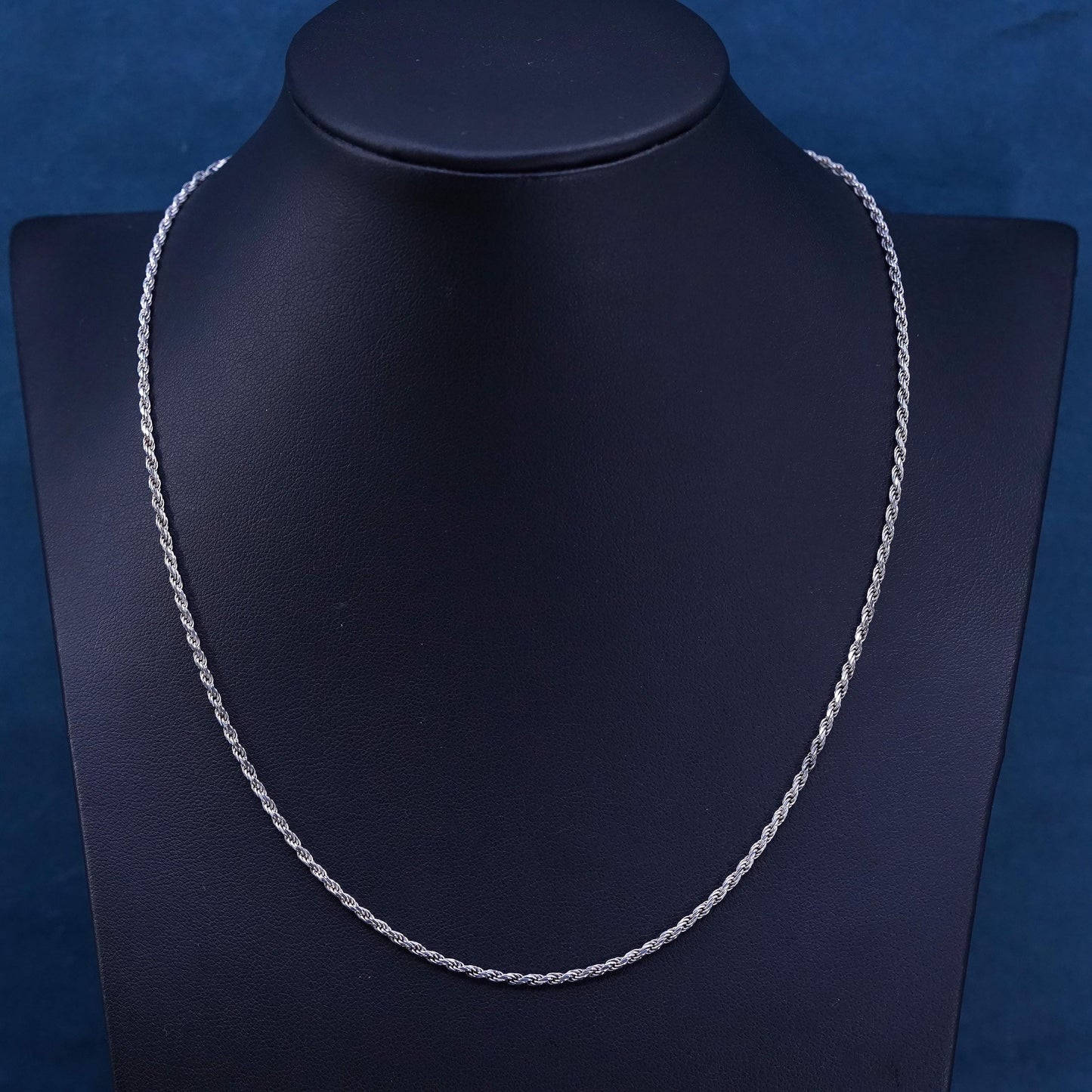 18”, 2mm, vintage Sterling silver handmade necklace, 925 rope chain