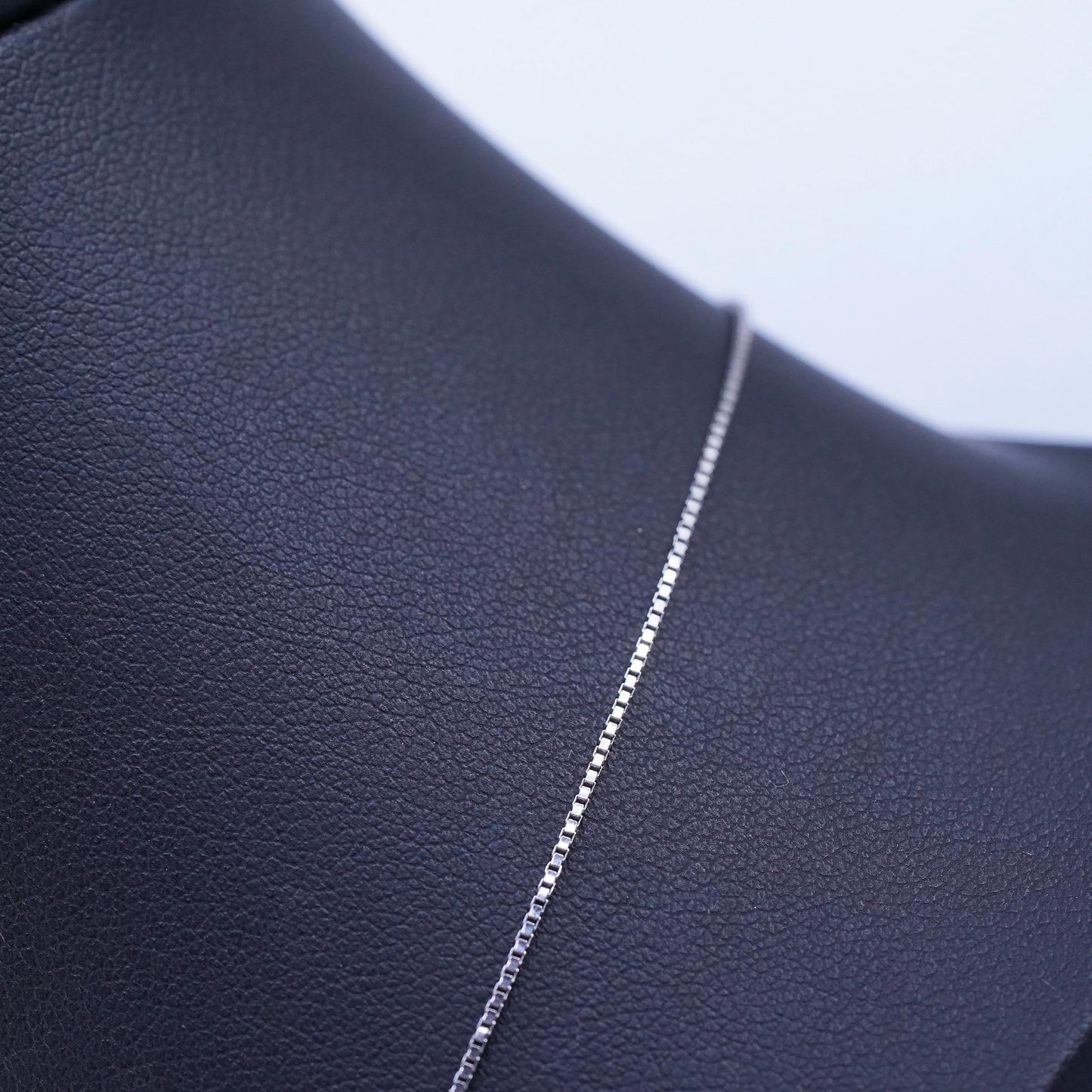 16+2” 1mm, vintage Italy 925 silver box chain necklace