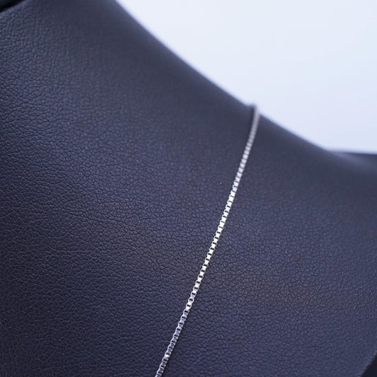 16+2” 1mm, vintage Italy 925 silver box chain necklace