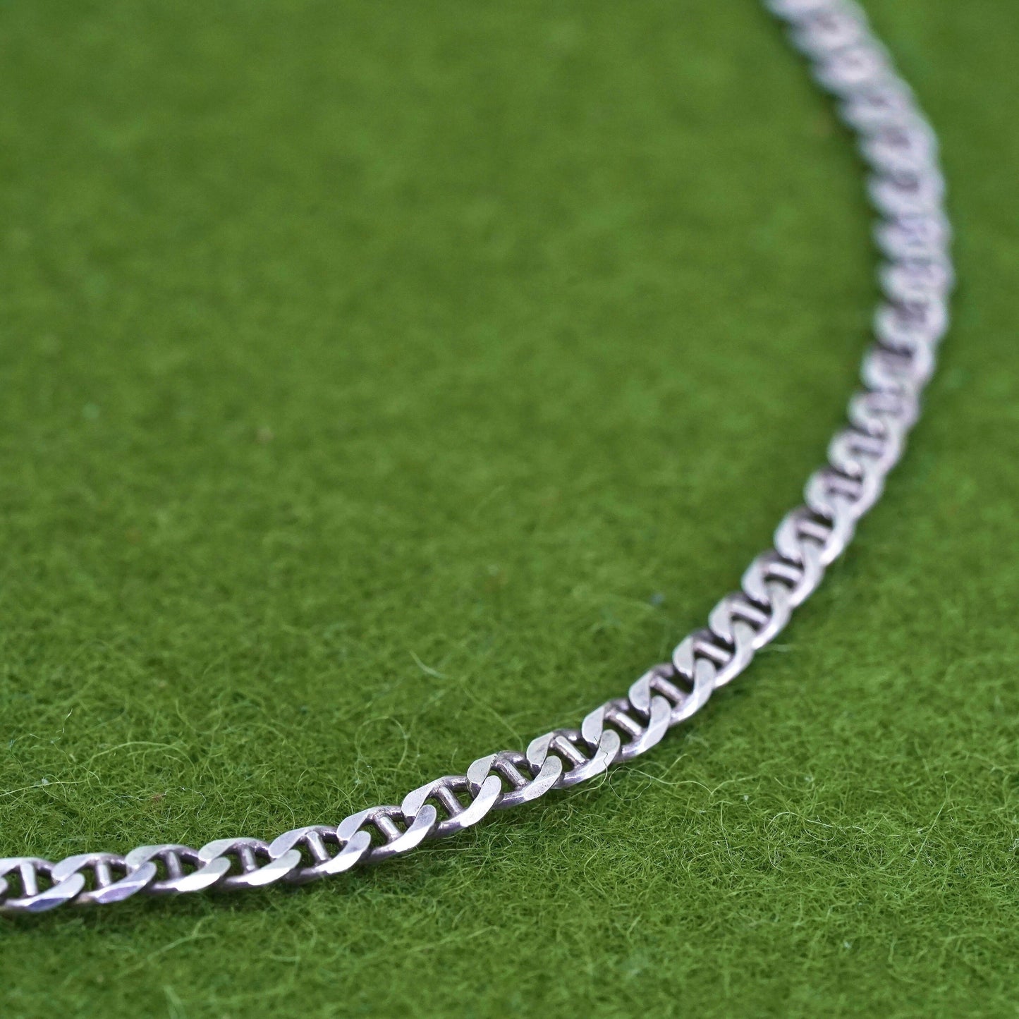 10.25" 4mm, Vintage Handmade sterling silver anklet, 925 curb chain