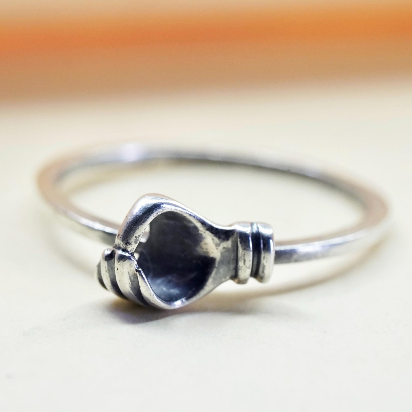 Size 6.25, vintage Sterling silver handmade ring, 925 hand stackable band