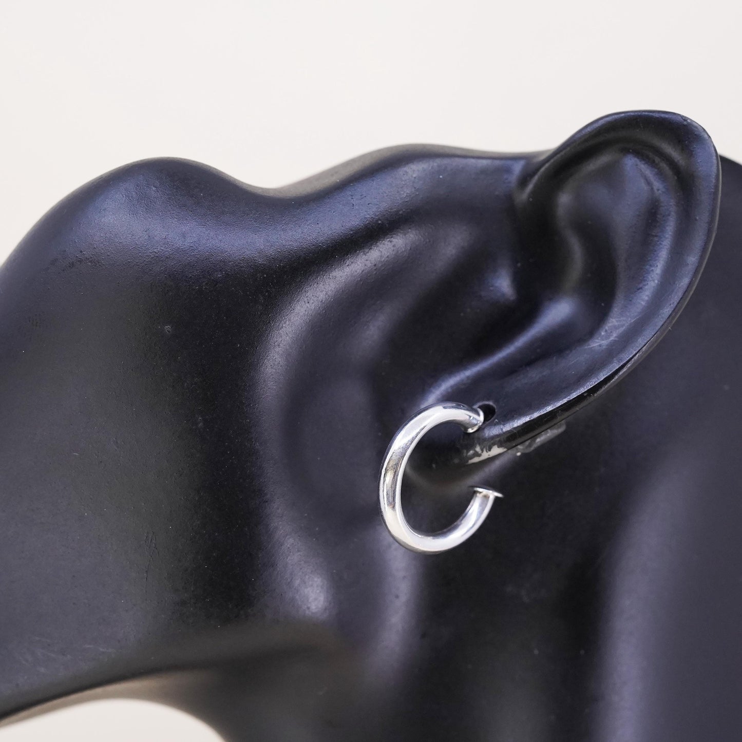 0.75", Vintage sterling silver single earring, minimalist primitive hoop stud