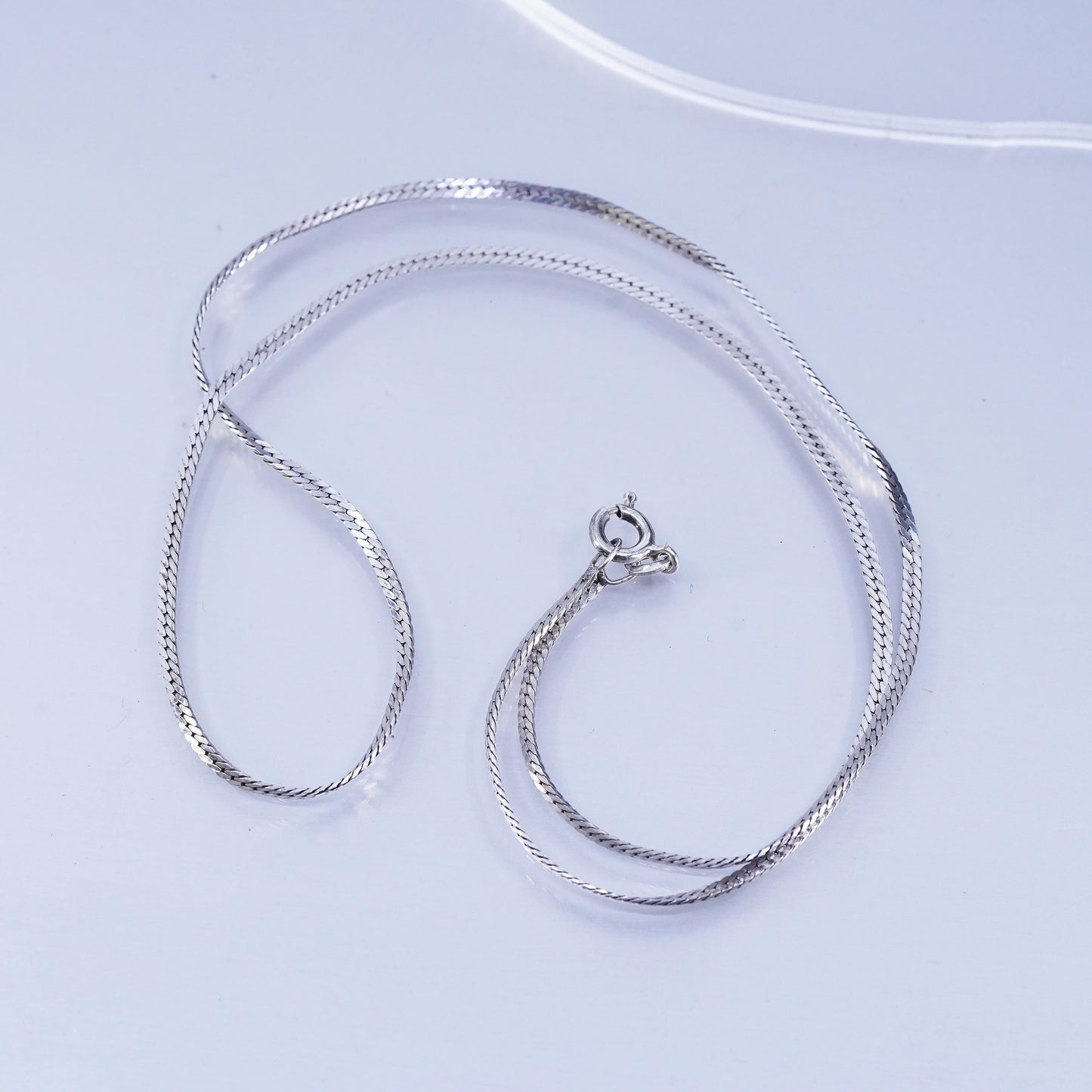 18” 2mm, vintage Italy Sterling 925 silver flatten curb chain necklace