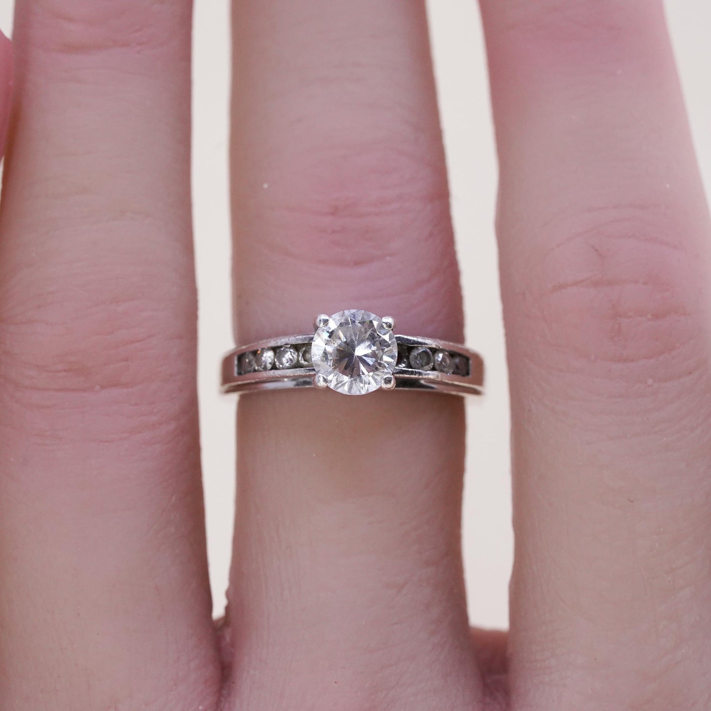 Size 6.5, 925 Sterling silver ring with Marquise cut crystal CZ cluster ring