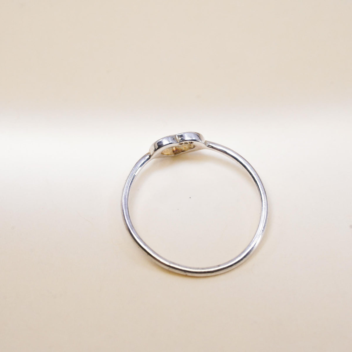 Size 5.75, Vintage sterling silver handmade stackable ring, 925 heart band