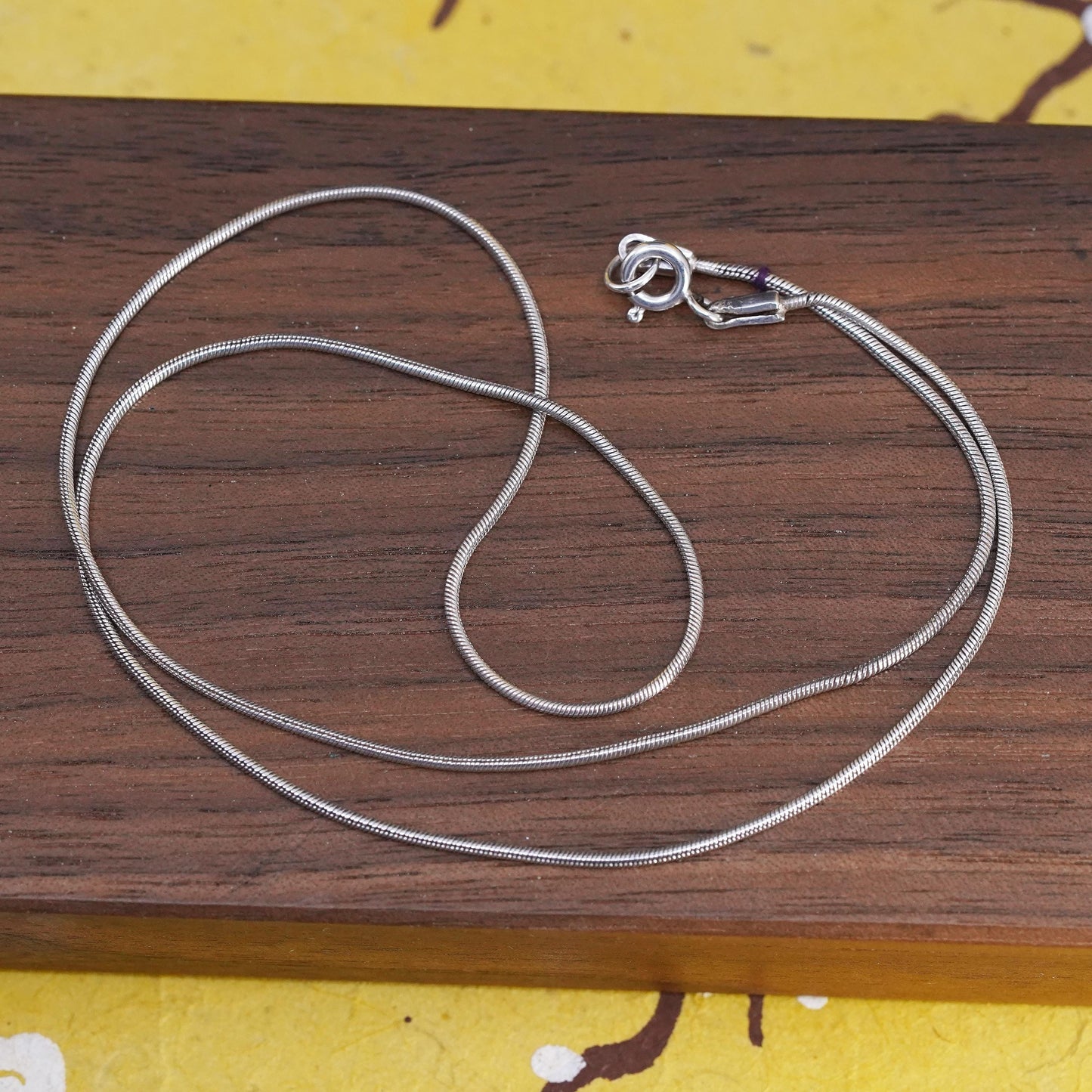 18" 1mm, vintage Sterling silver necklace, Italy 925 snake chain