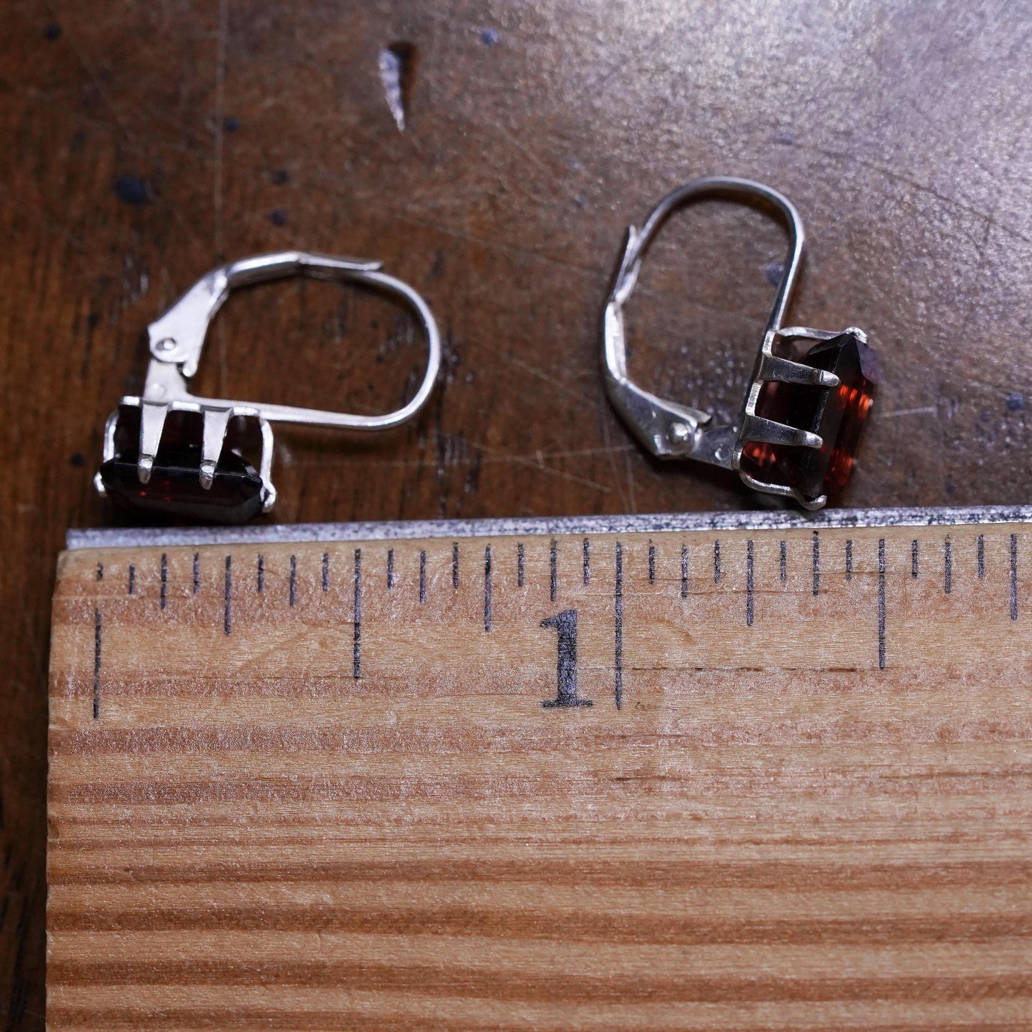 Vintage sterling silver 925 handmade earrings with garnet