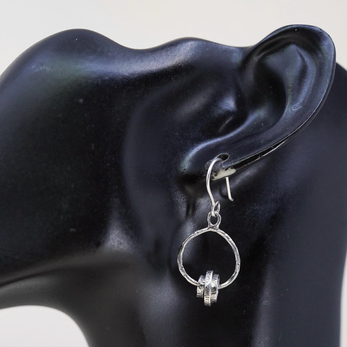 Vintage PZ Paz Israel Sterling Silver 925 hammered textured disc earrings beads