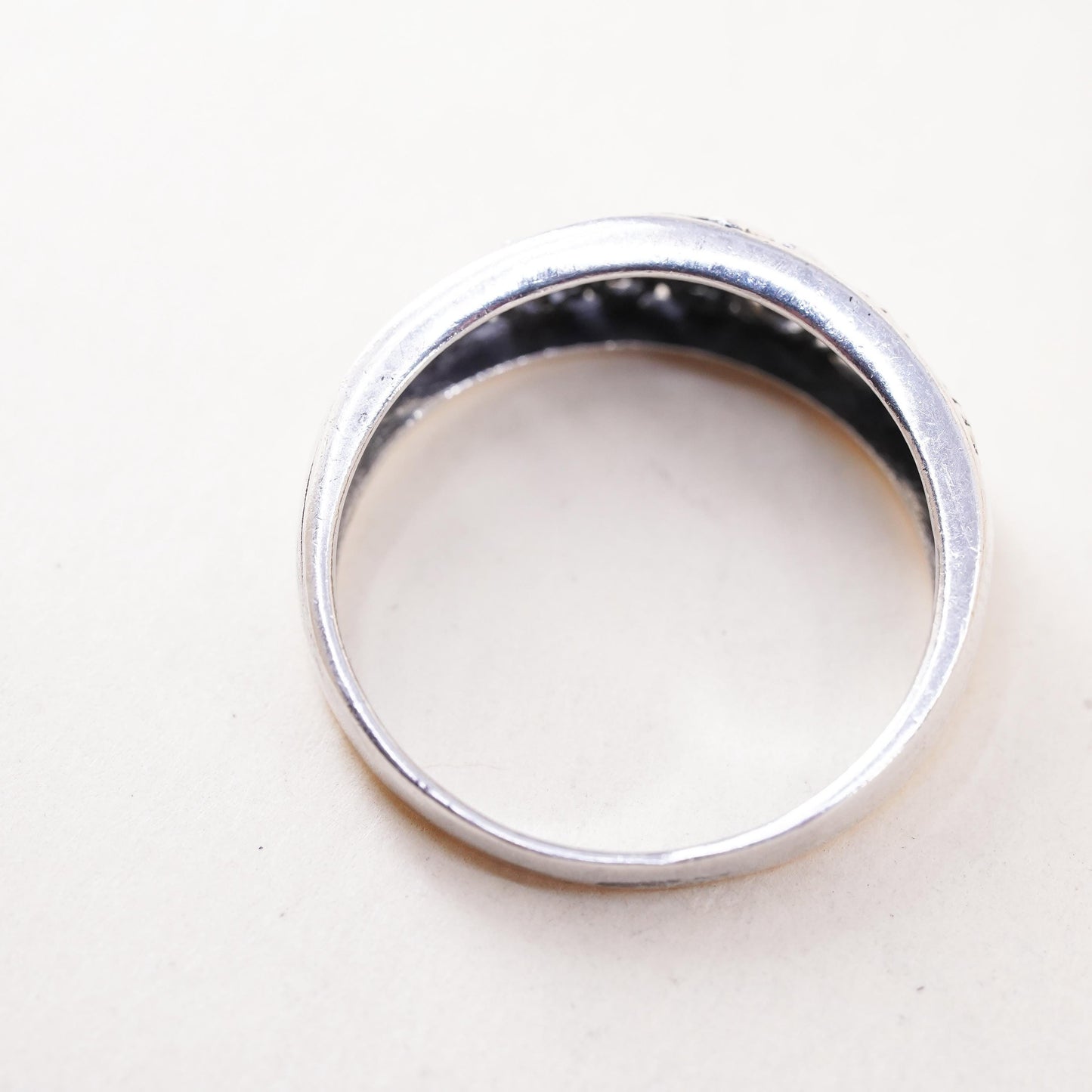 Size 9, Vintage sterling silver handmade filigree ring, 925 band