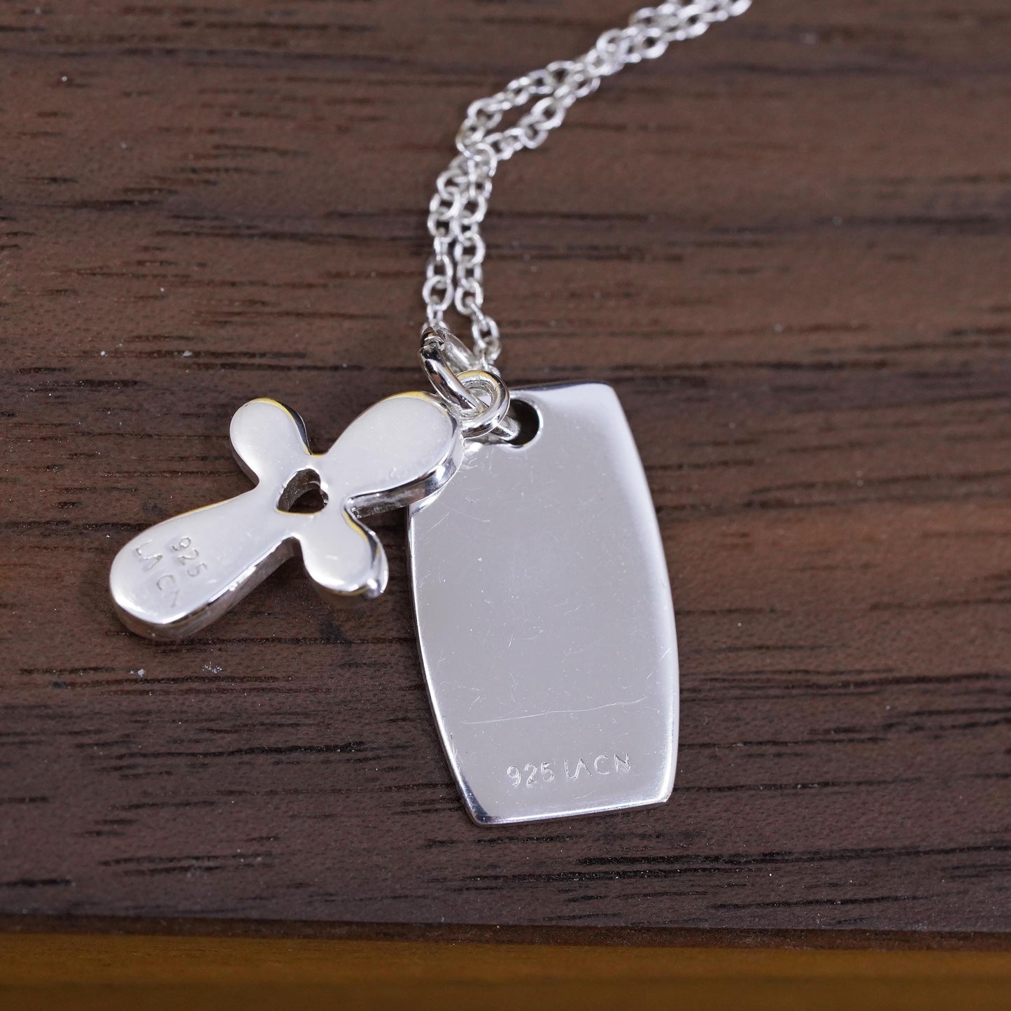 16+2”, Sterling silver necklace, 925 cross tag “all things are possible pendant