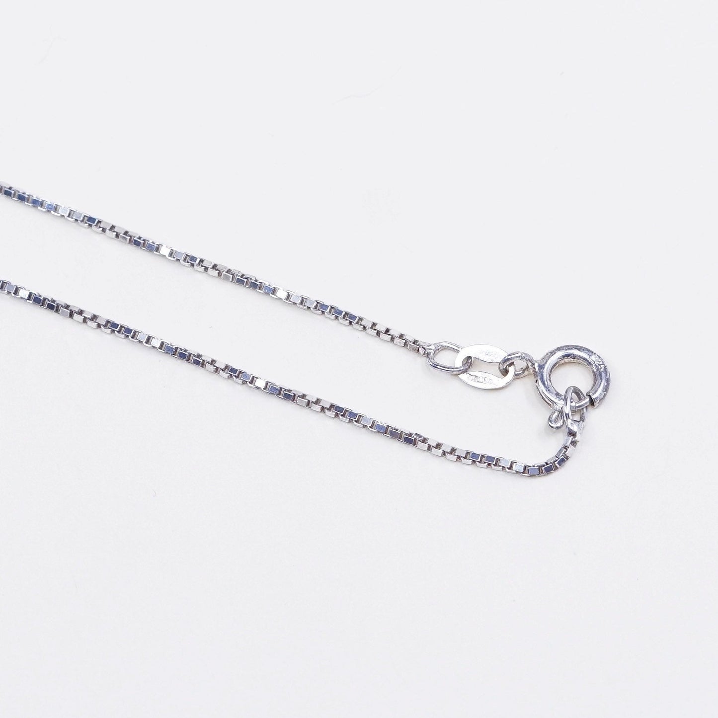24”, 1mm, Vintage diagonal Italian sterling silver box chain, Italy chain