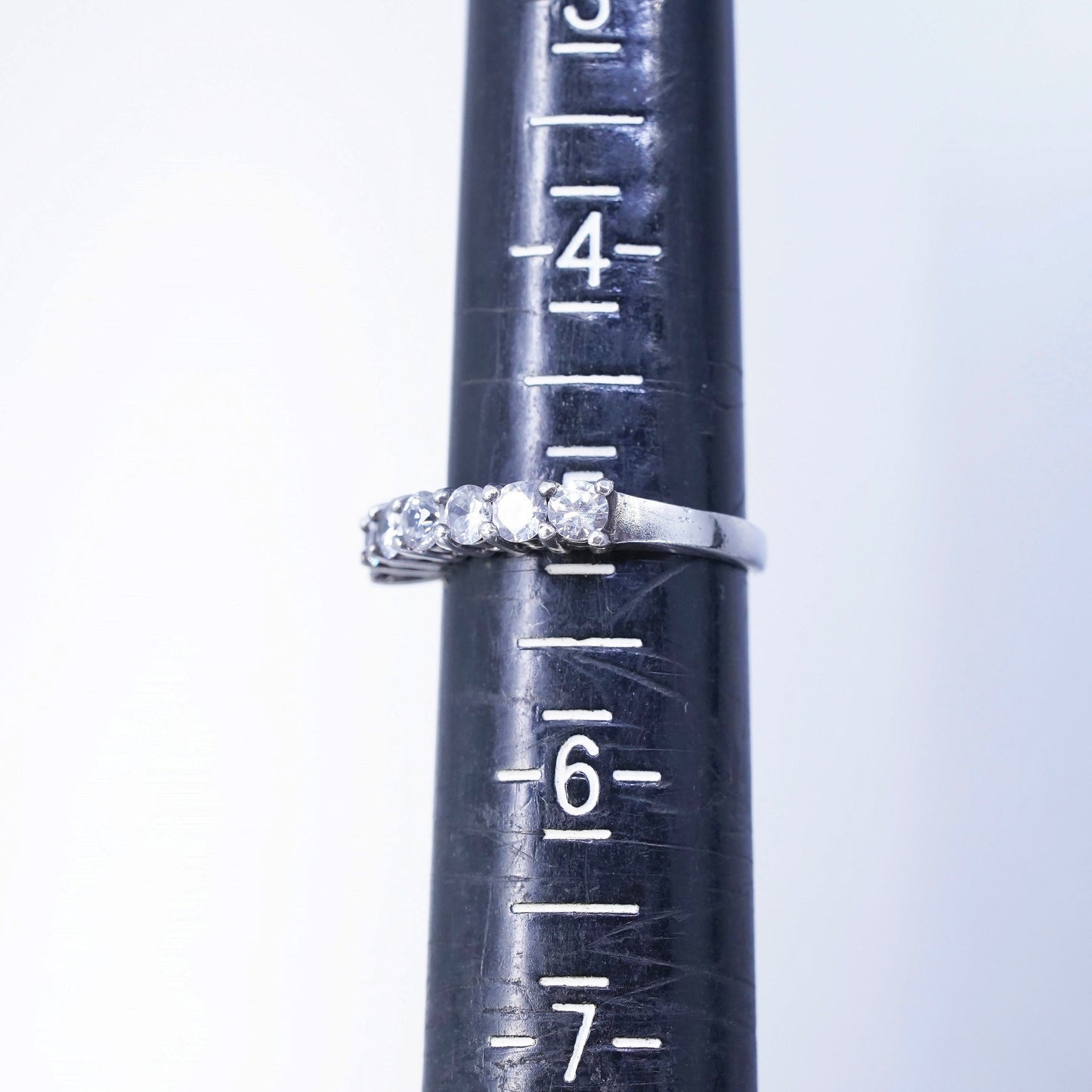 Size 5, vintage southwestern Sterling 925 silver wedding ring, Cz band