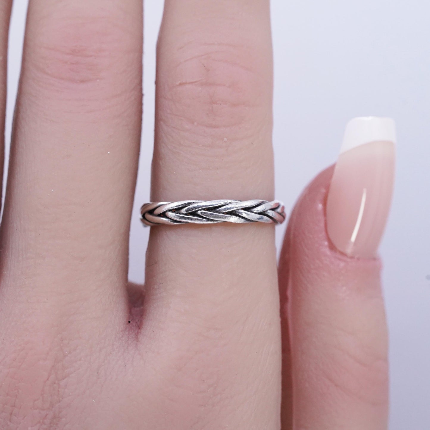 Size 7, vintage southwestern Sterling 925 silver statement ring, cable band