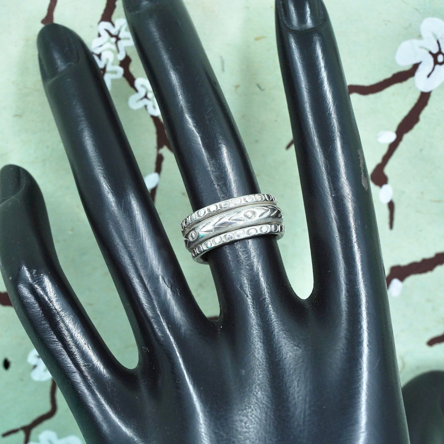 Size 5.5, vintage sterling silver handmade statement ring, 925 wrap band